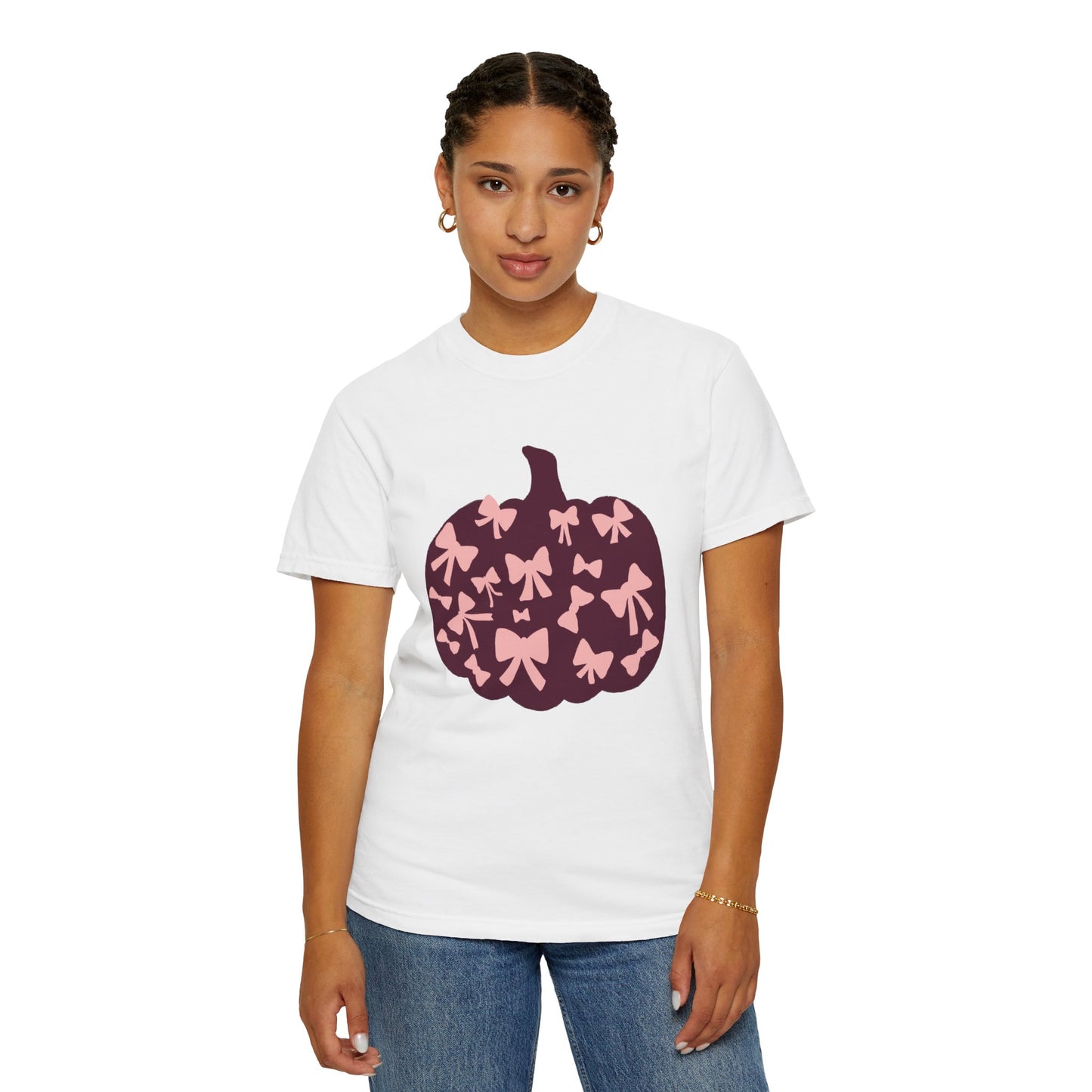 Pumpkin Bow Graphic Tee | Unisex Fall T-Shirt, Halloween Top, Cute Autumn Shirt, Gift for Her, Festival Wear