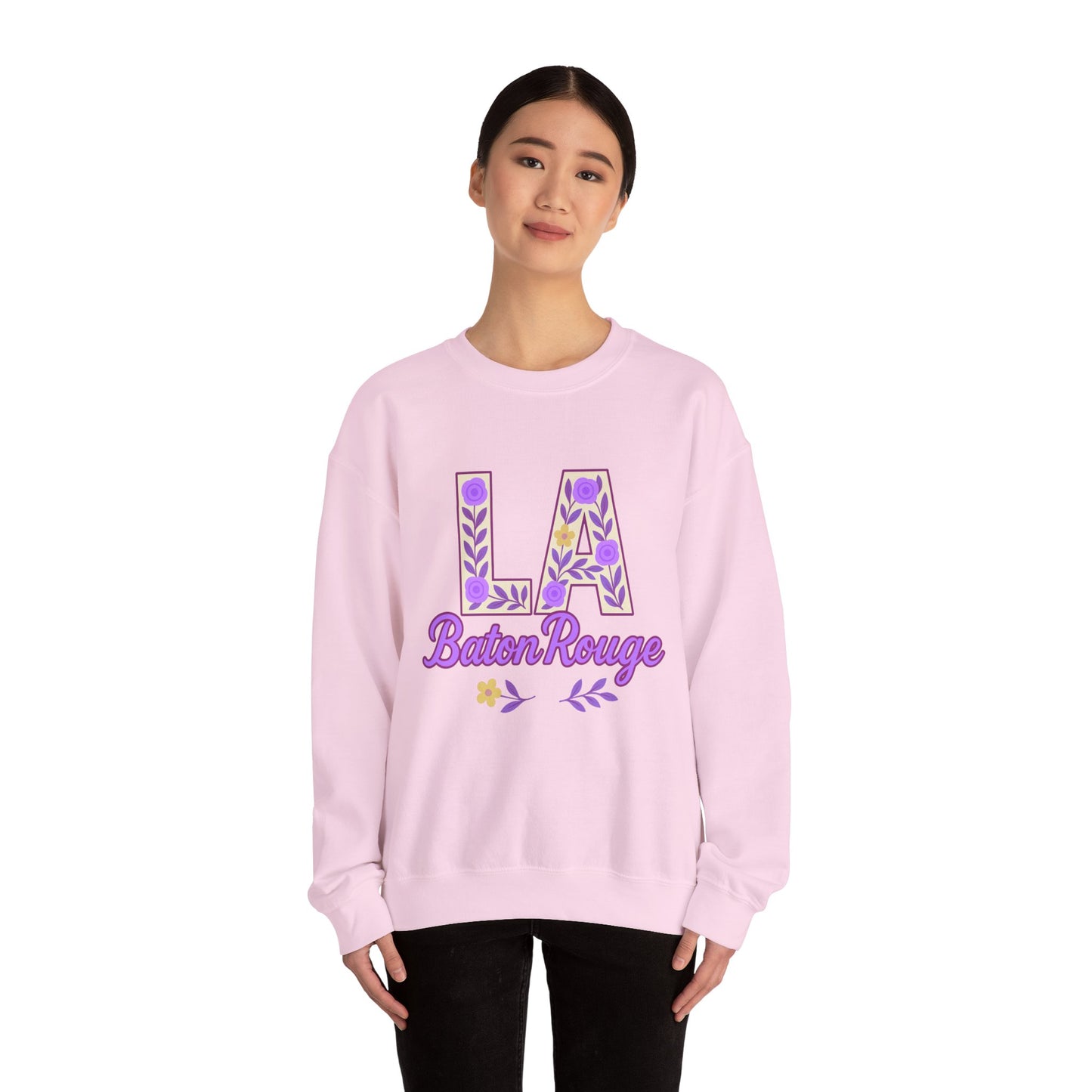 LA Baton Rouge Floral Sweatshirt, Cozy Crewneck for Fall, Gift for Friends, Casual Outing, Southern Style Apparel