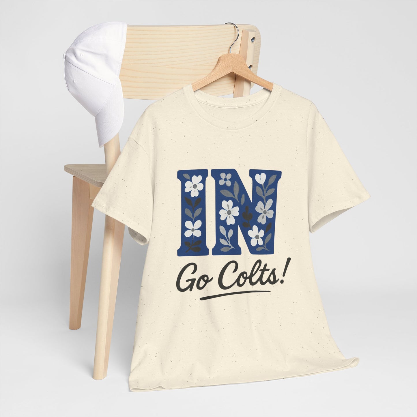 Floral Colts Tee | Unisex Heavy Cotton Tee for Sports Fans, Indiana Pride