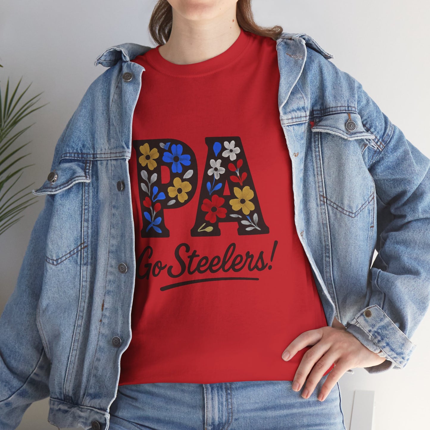 Sports Fan Tee - Floral PA Go Steelers Unisex Heavy Cotton Tee