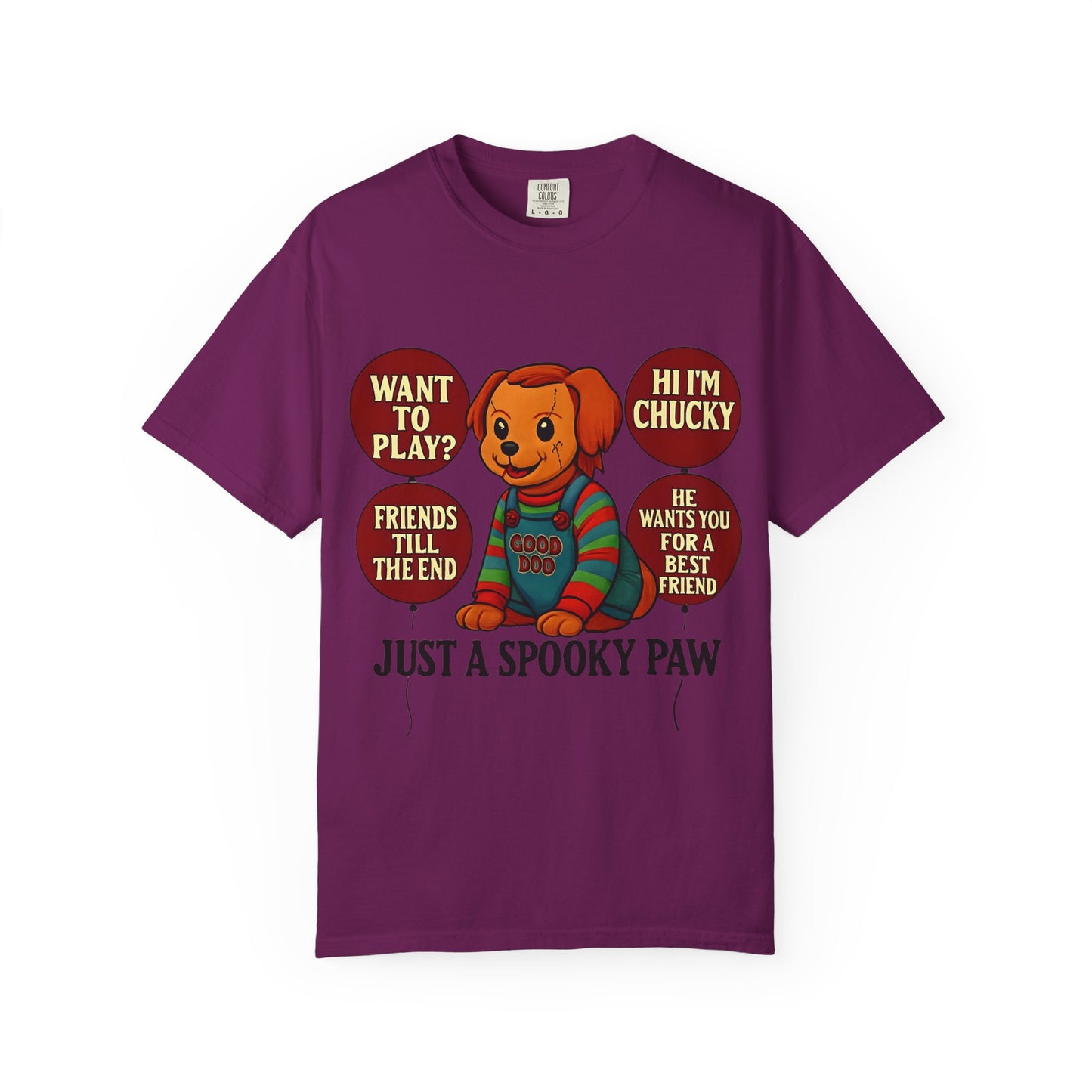 Spooky Graphic T-shirt, Halloween Costume Top, Unisex Tee, Funny Chucky Shirt, Gift for Horror Fans, Cute Spooky Apparel