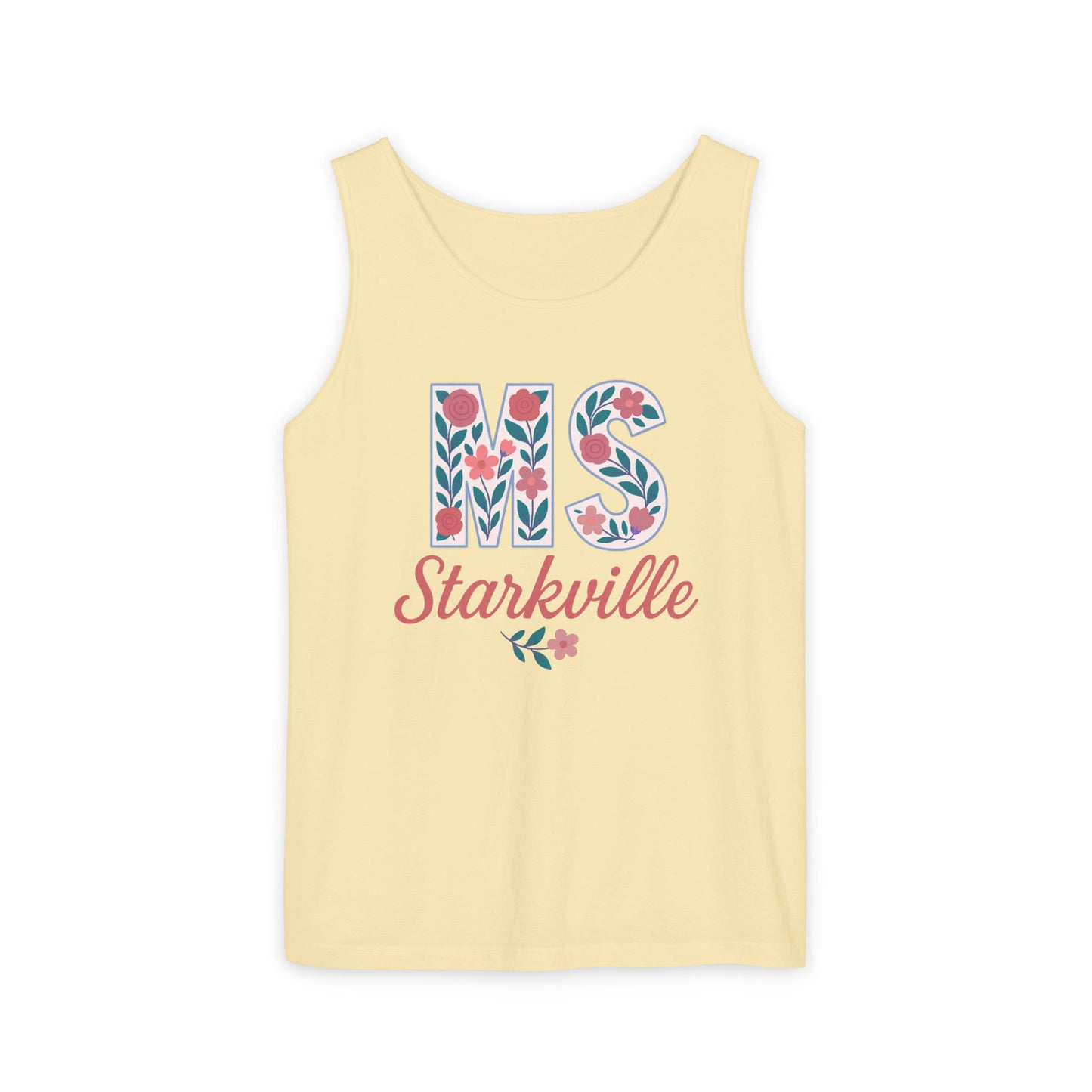 Mississippi Floral Monogram Summer Tank Top, Comfort Colors, Perfect for Casual Outings, Gifts, Beach Days, Graduation Celebrations,