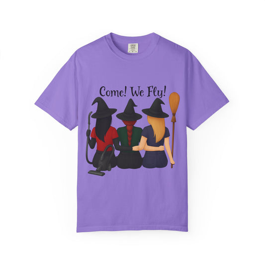 Witchy Halloween T-shirt - Come We Fly Unisex Garment-Dyed Tee
