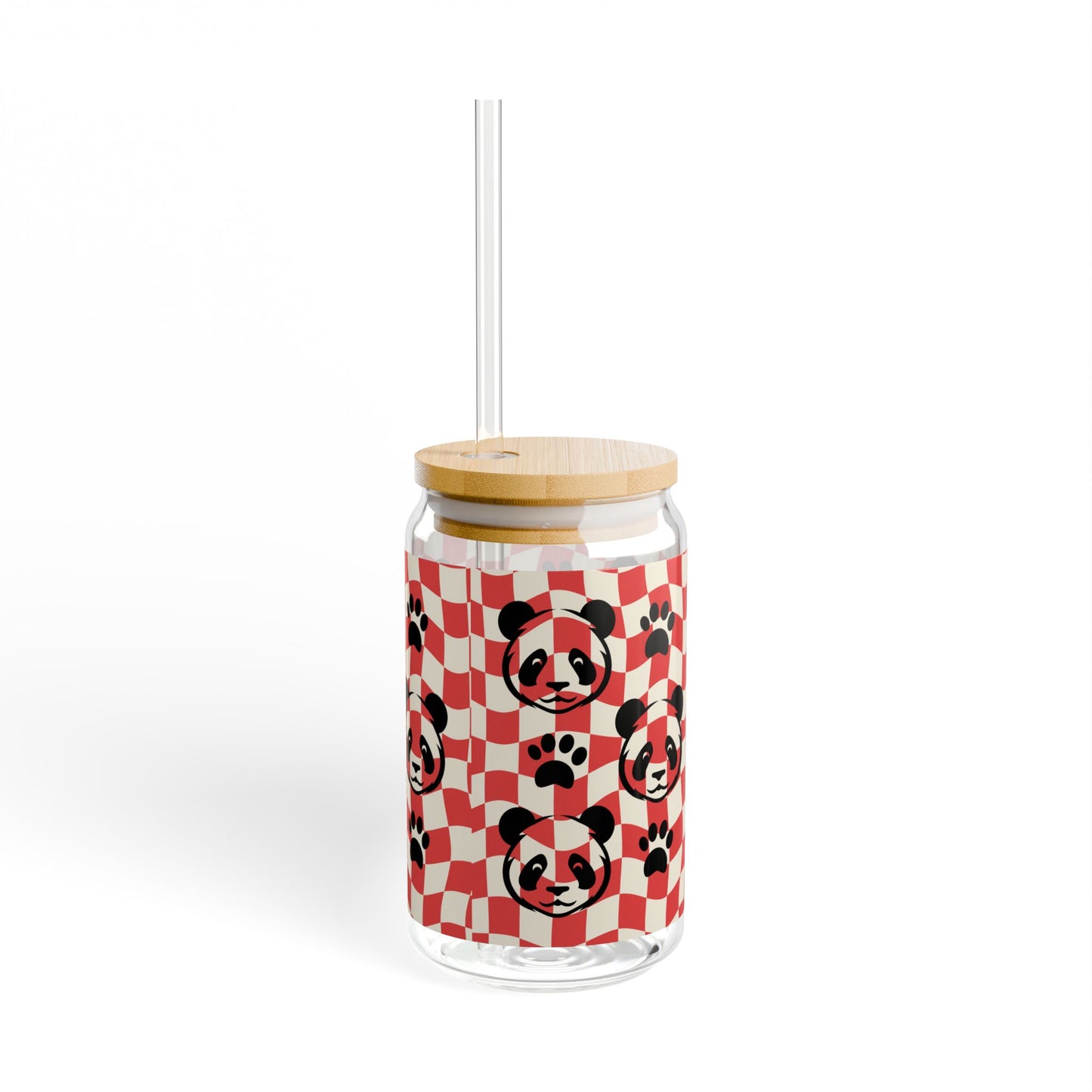 AOPI Cute Panda Sipper Glass, 16oz | Fun Beverage Container, Gift for Animal Lovers, Eco-Friendly Drinkware, Summer Party Essentials