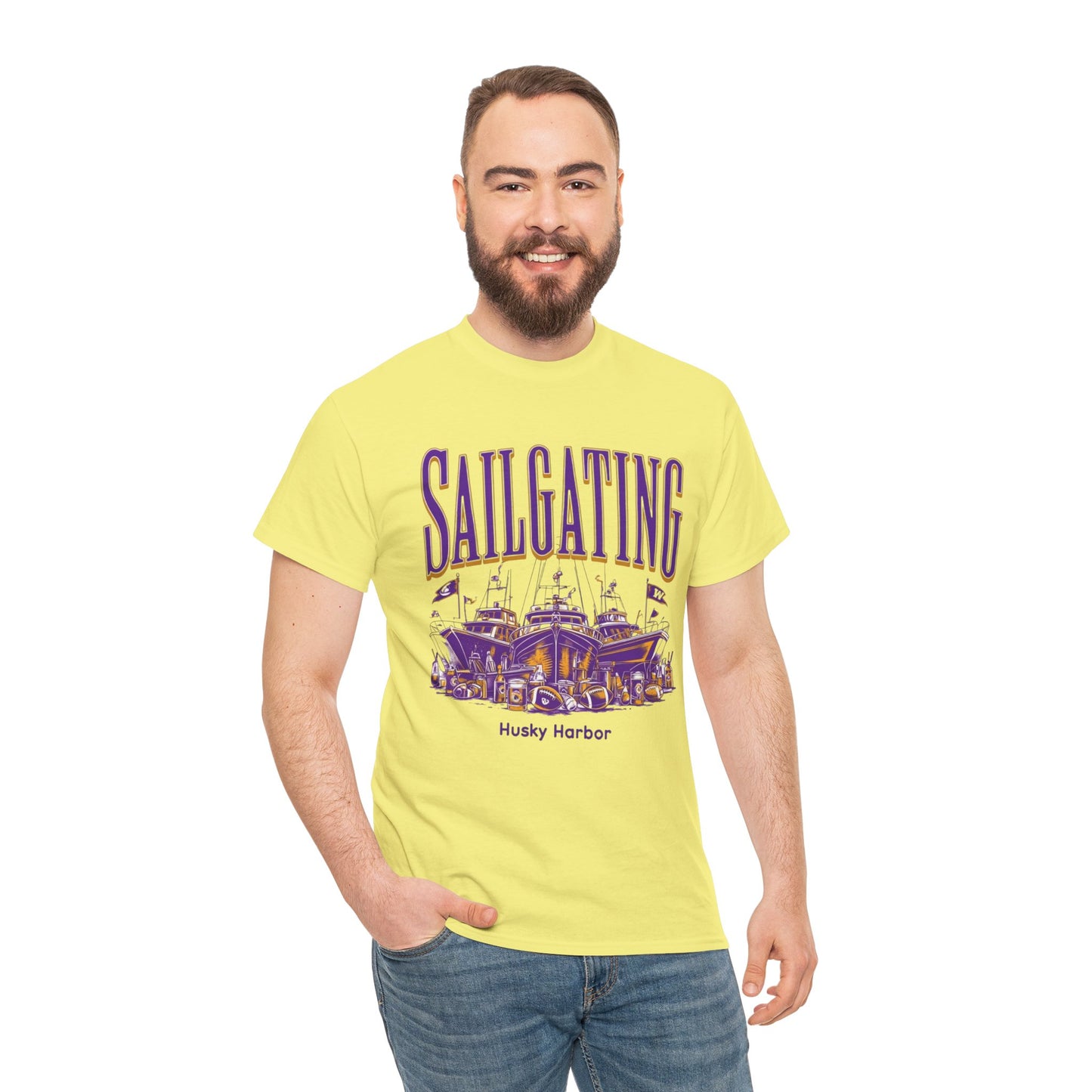 Sailgating Tee - Washington Huskies Unisex Heavy Cotton Shirt