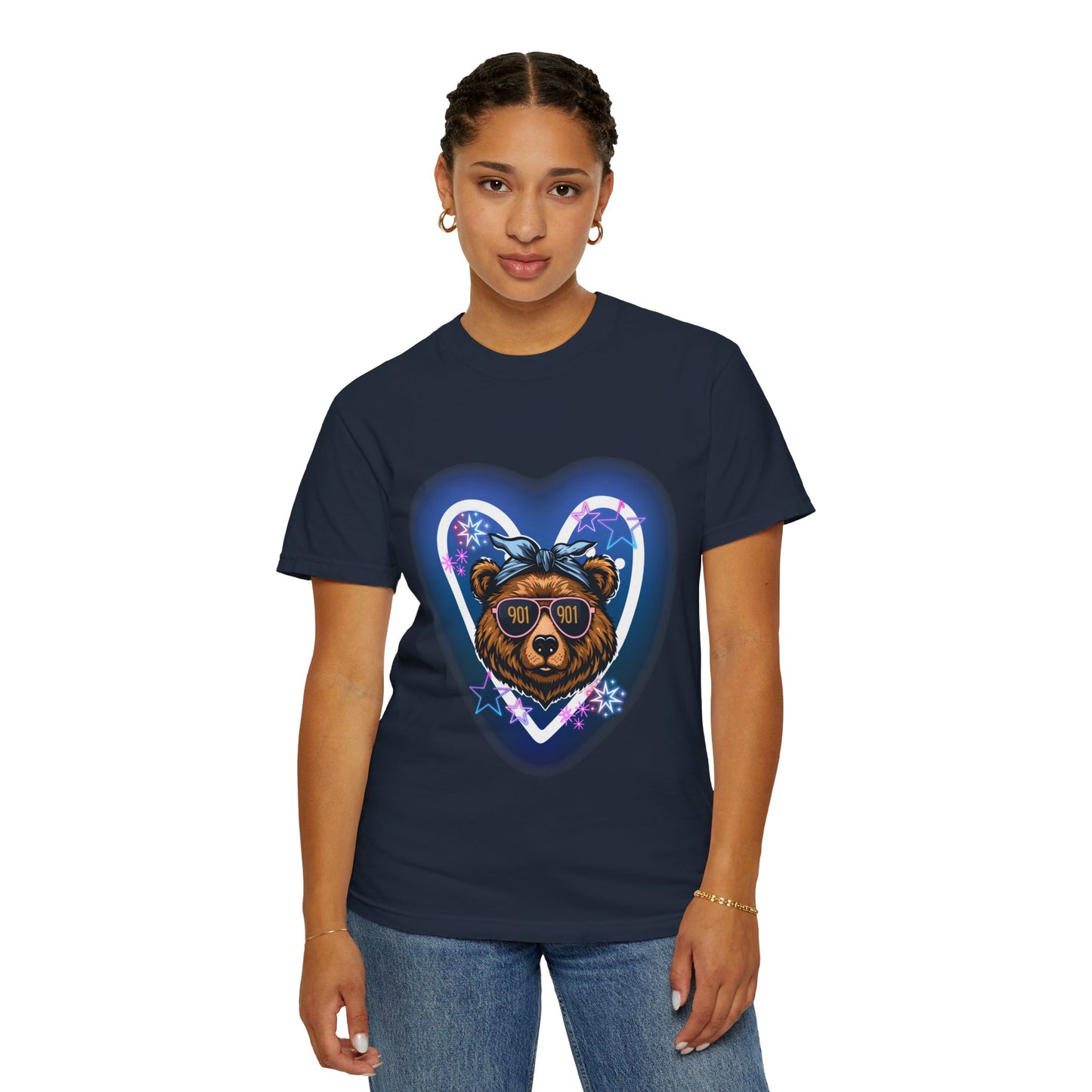 Neon Memphis Bear Graphic T-Shirt, Unisex Fashion Tee, Trendy Apparel, Memphis Grizz, 901 Memphis, Retro Design, Comfort Colors, Memphis Basketball Fan
