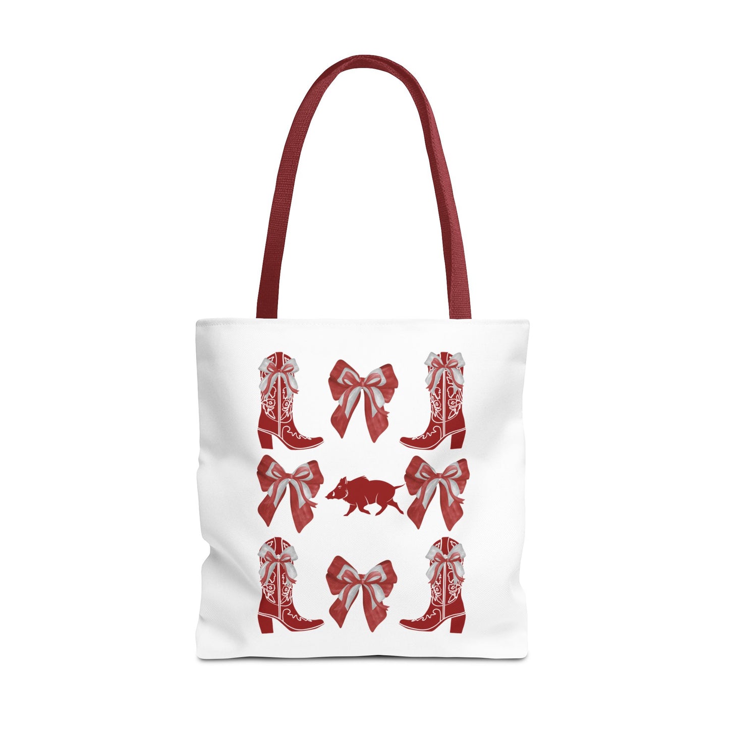 Arkansas Coquette Bow Chic Tote Bag - Stylish Carryall for Cowgirls, Woo Pig Gifts, AR Razorback Fan Gift, Arkansas Game Day Tote, Graduation Gift, Arkansas Alumni
