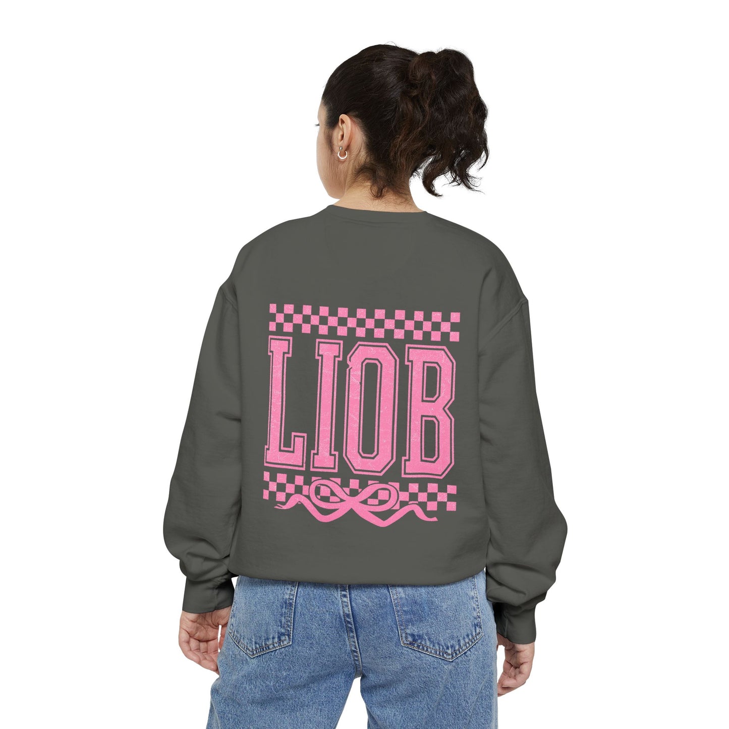 Cozy Garment-Dyed Sweatshirt with 'LIOB' Design | Casual Wear, Gift for Friends, Birthday, Celebrations, Loungewear