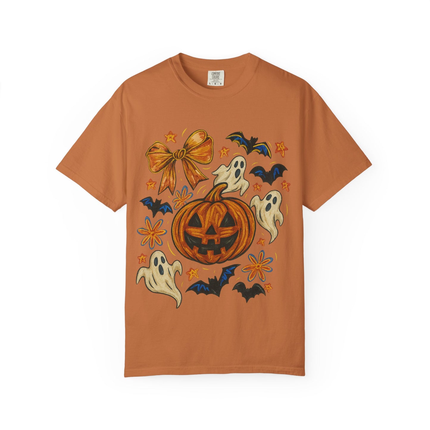 Halloween Ghost & Pumpkin T-shirt, Spooky Season Shirt, Fall Tee, Unisex Halloween Apparel, Ghostly Graphic Tee, Pumpkin Graphic Shirt