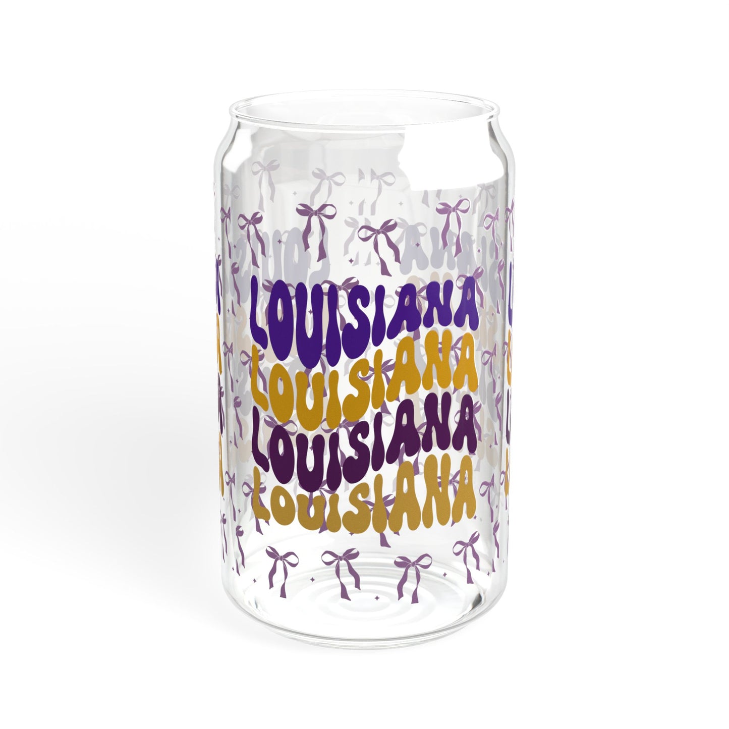 Coquette Bow Louisiana Sipper Glass, 16oz | Tropical Drinkware, Eco-Friendly Cup, Unique Gift, louisiana tiger fan gift, graduation gift, geaux tigers