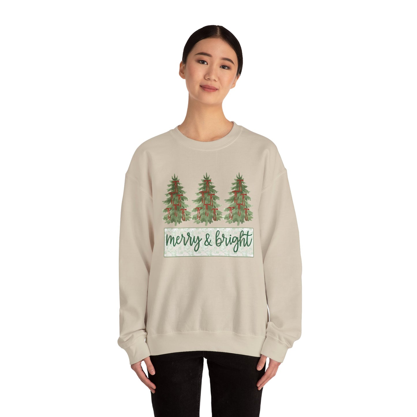 Merry & Bright Crewneck Sweatshirt | Cozy Holiday Gift, Unisex Apparel, Christmas Sweatshirt, Festive Fashion, Winter Wardrobe Essential