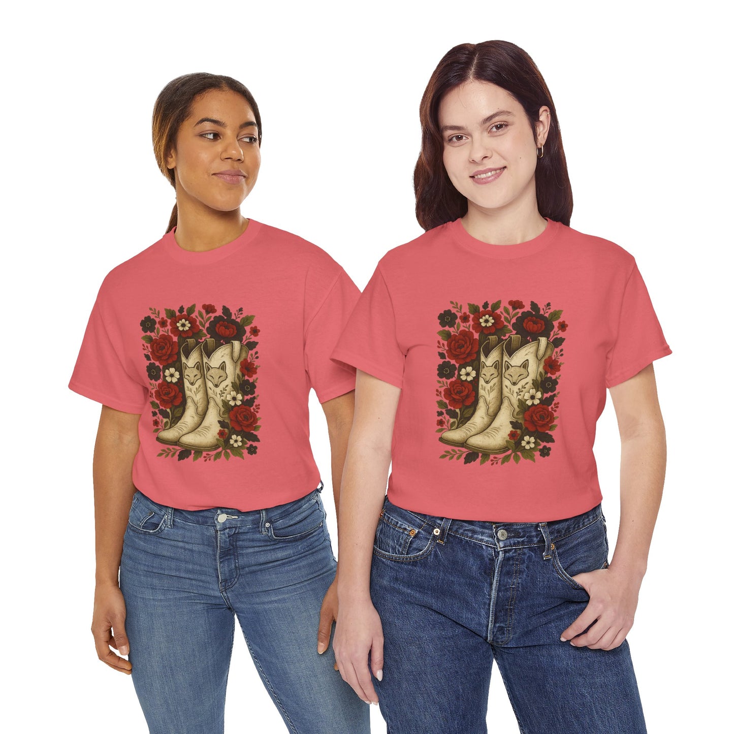 AR State Red Wolves Vintage Floral Cowboy Boots Tee