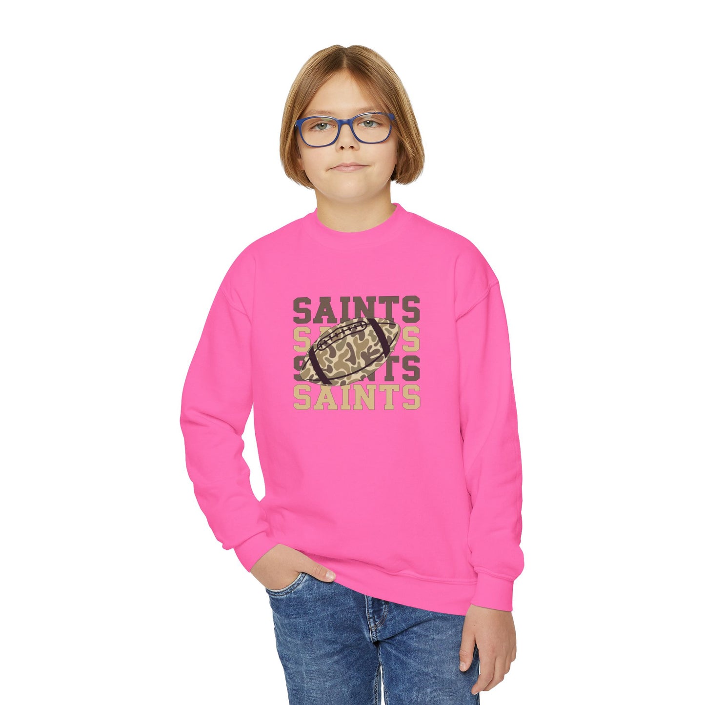Youth Saints Crewneck Sweatshirt, Cozy Youth Sweatshirt, Sports Team Apparel, Perfect for Game Day, Gift for Young Fans