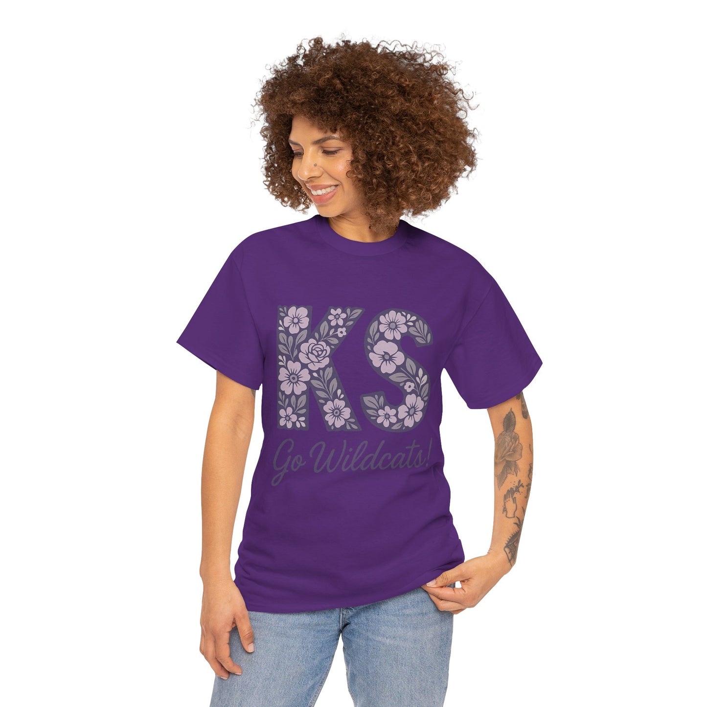 KS Floral Team Spirit Tee: Celebrate Kansas State Wildcats in Style, Perfect for Sports Events, Gifts, & Casual Wear