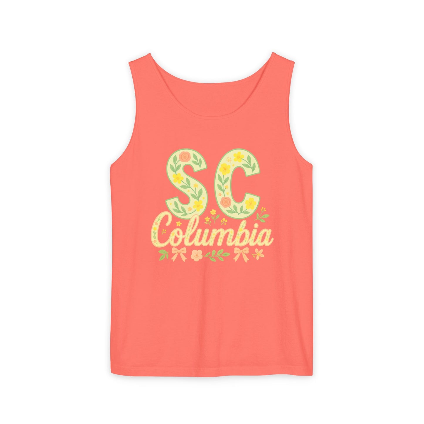 SC Columbia Floral Tank Top, Summer Tee, Beachwear, Vacation Clothes, Gift for Her, Casual Outfit, Comfort Colors, Graduation Gift