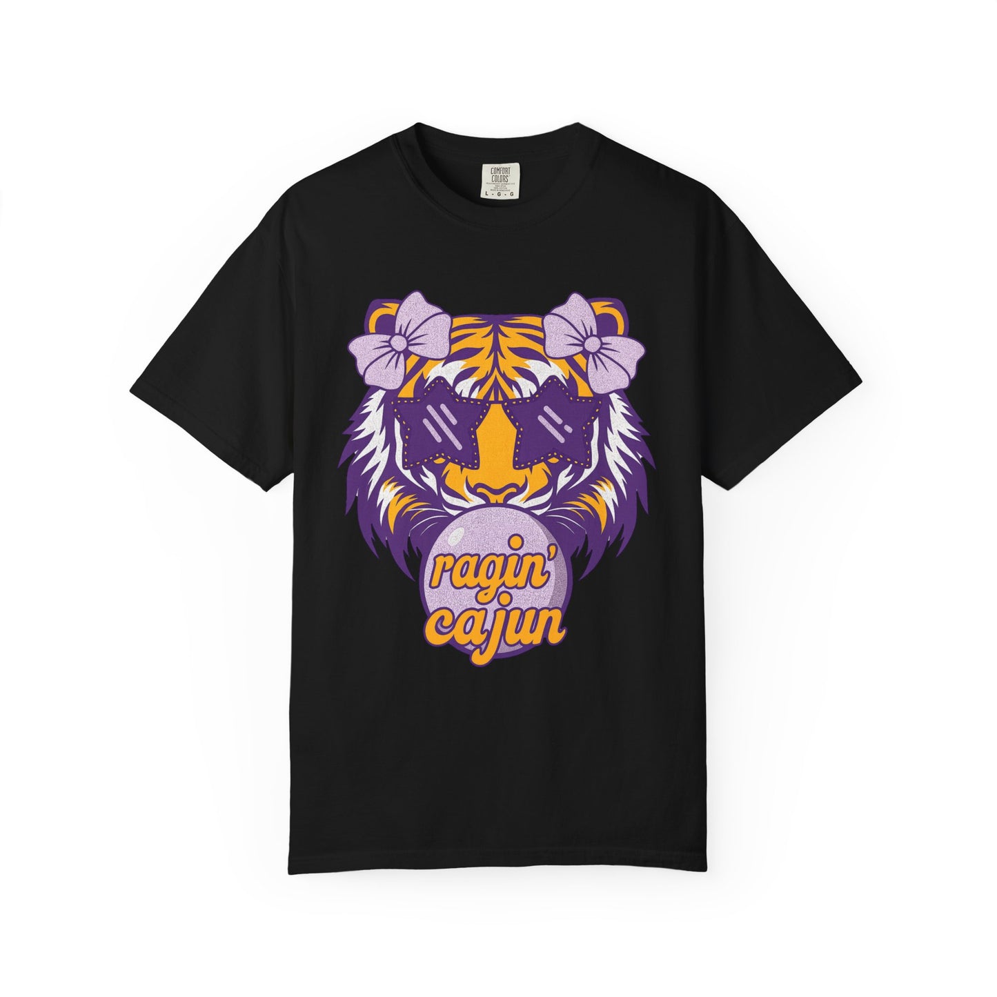 Ragin Cajun Bow Bubble Tiger T-Shirt - Casual Wear and Gift for Animal Lovers