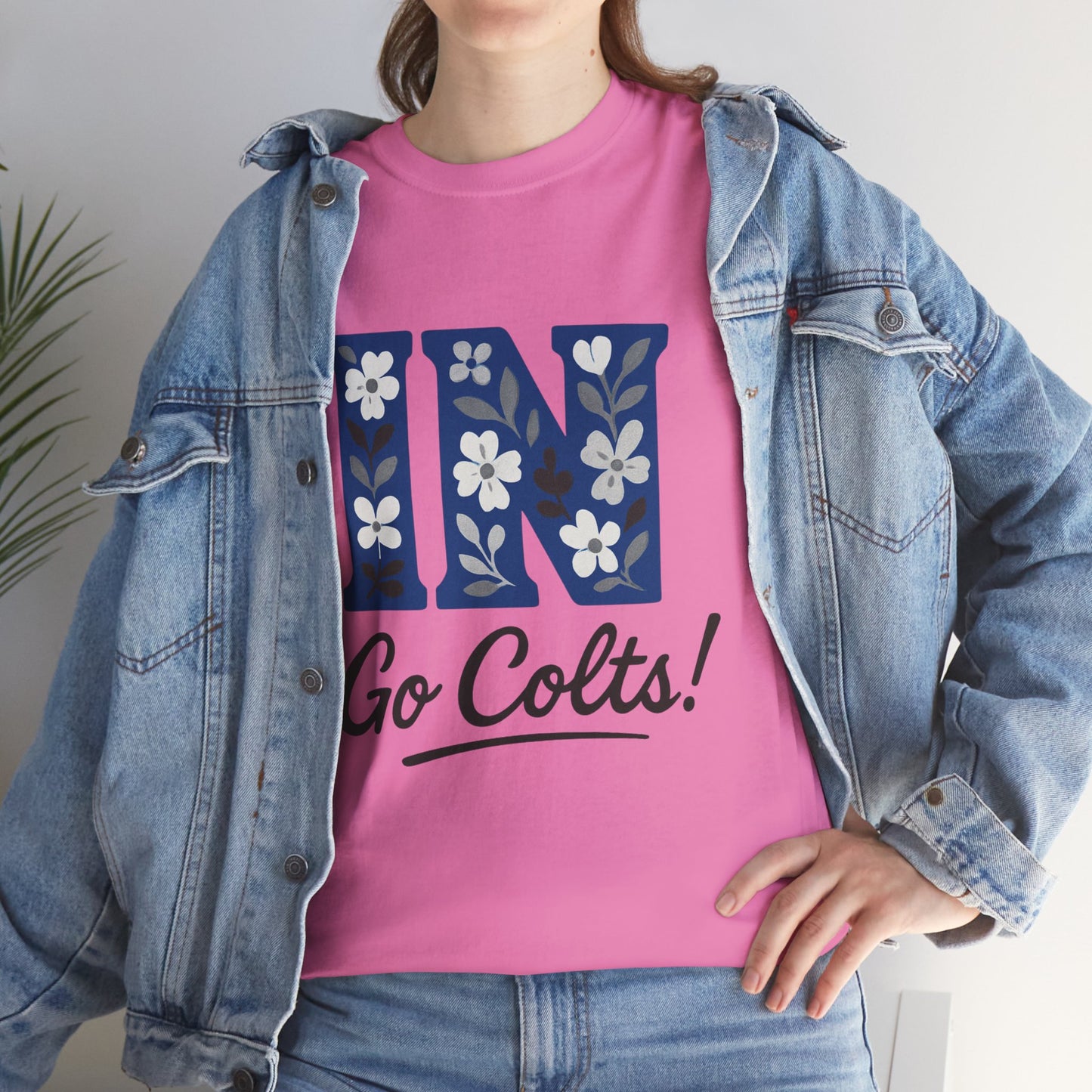 Floral Colts Tee | Unisex Heavy Cotton Tee for Sports Fans, Indiana Pride