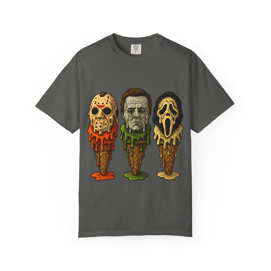 Halloween Horror Movie T-Shirt with Iconic Characters, Unisex Casual Tee for Gifting, Summer Fun, Halloween Costume, Movie Lovers