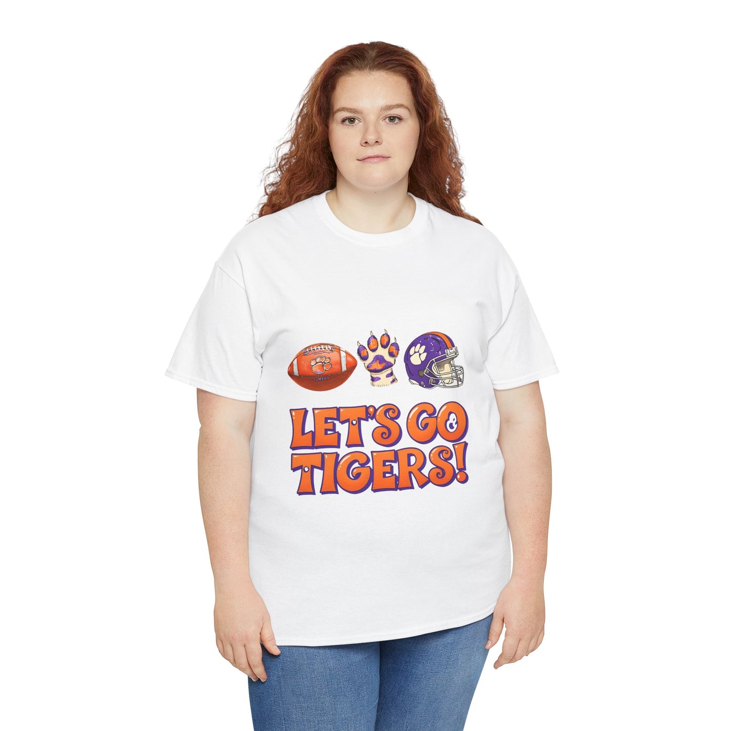 Unisex Heavy Cotton Tee - Let's Go Tigers! Sports Fan Tee, Game Day Shirt, Tailgate Apparel, Team Pride Top, College Football Gear