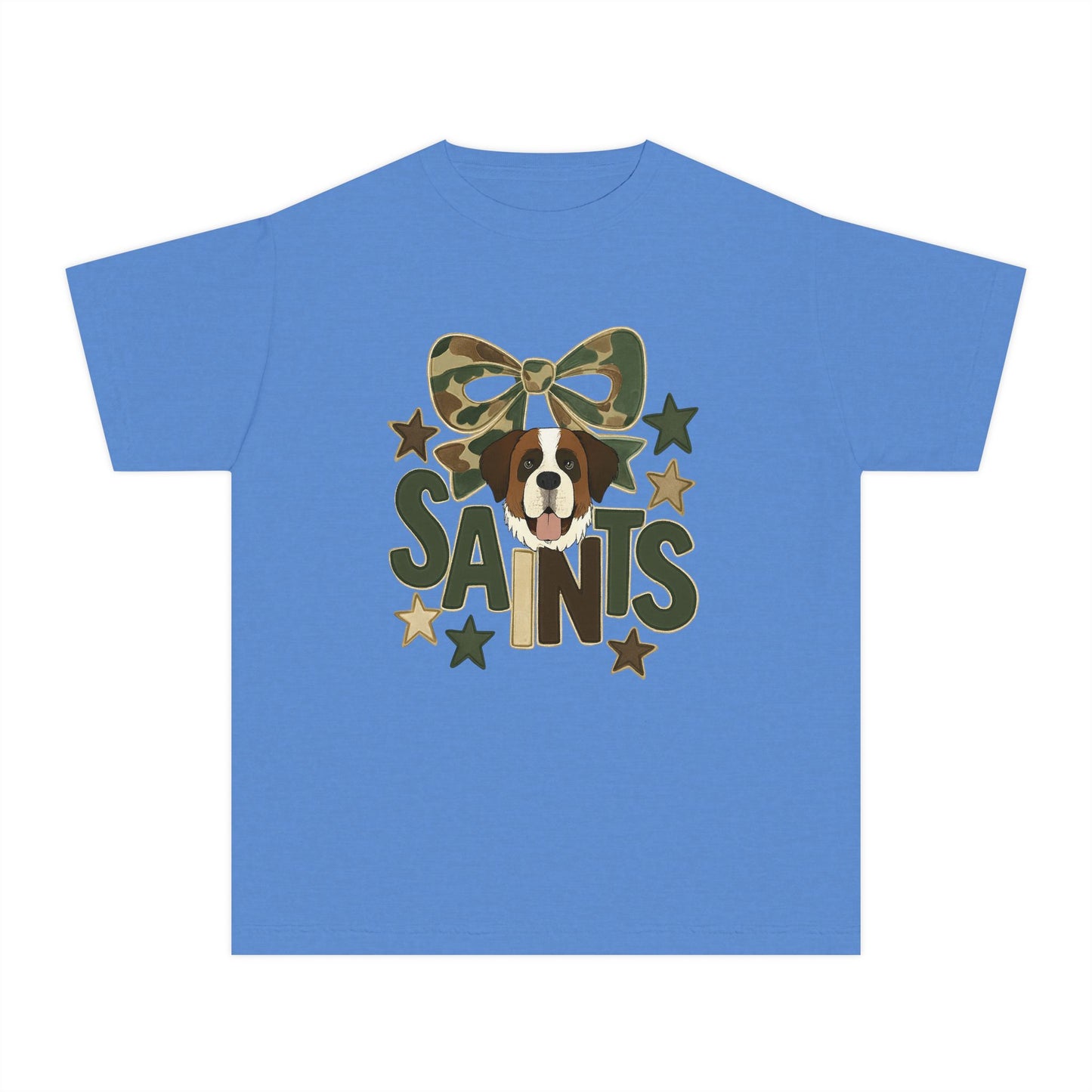 Camo Saints Youth Tee, Fun T-Shirt for Dog Lovers, Kids Outdoor Adventure Gear, Birthday Gift, Casual Wear