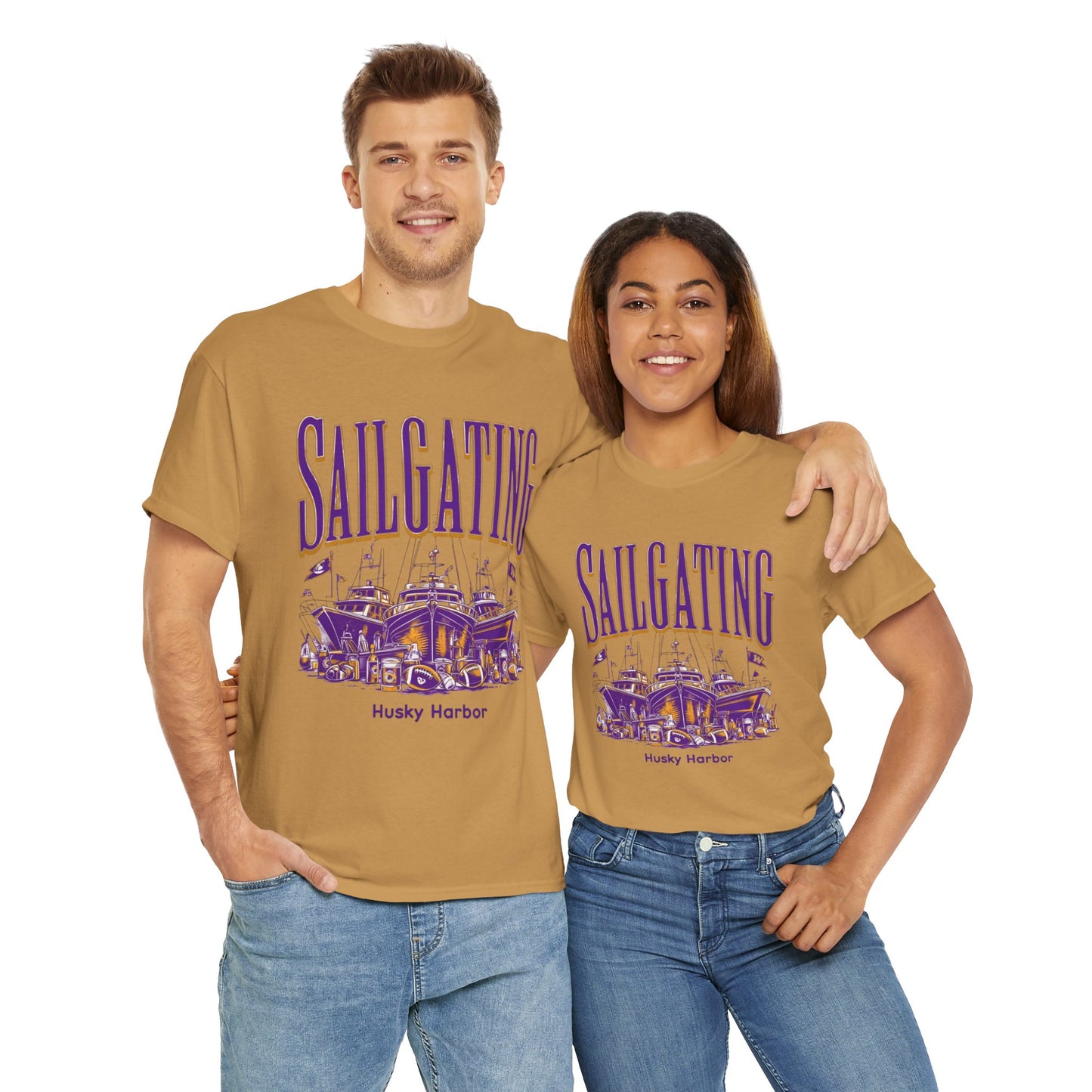 Sailgating Tee - Washington Huskies Unisex Heavy Cotton Shirt
