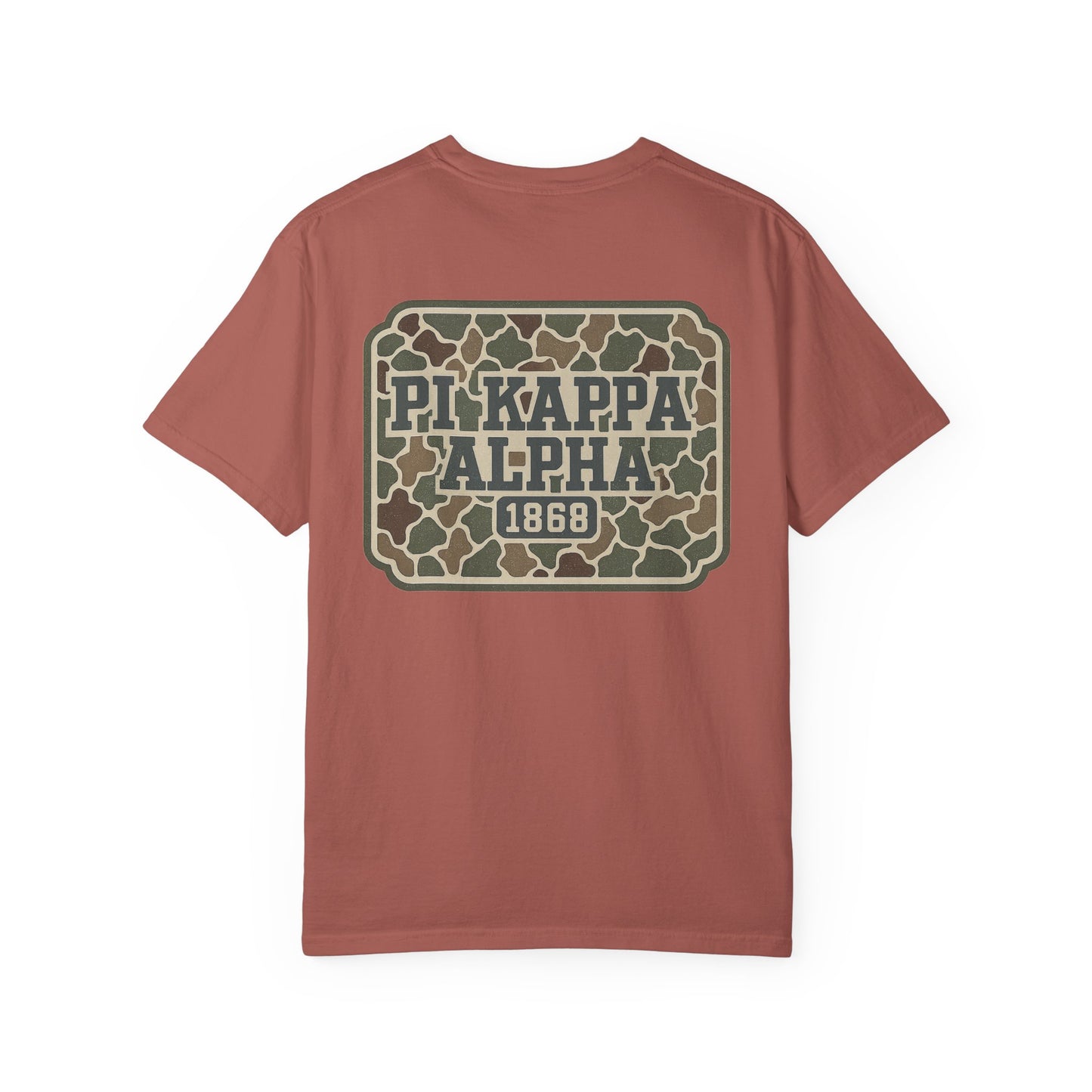 PiKappaAlpha Camouflage T-Shirt | Unisex Garment-Dyed Tee | Casual Wear, Greek Life Apparel, College Gifts, Brotherhood Shirt, Event [...]