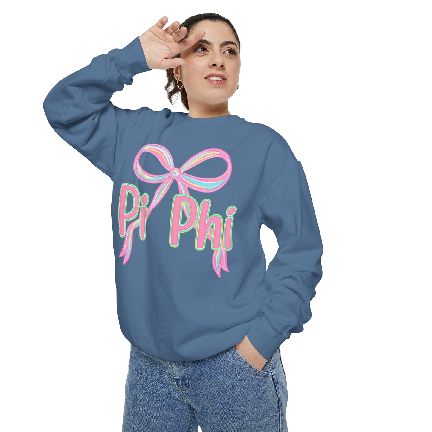 PiPhi Bow Unisex Sweatshirt, Cute Sorority Apparel, Comfortable Sweatshirt, Gift for Sorority Sisters, Soft Fashion Essentials