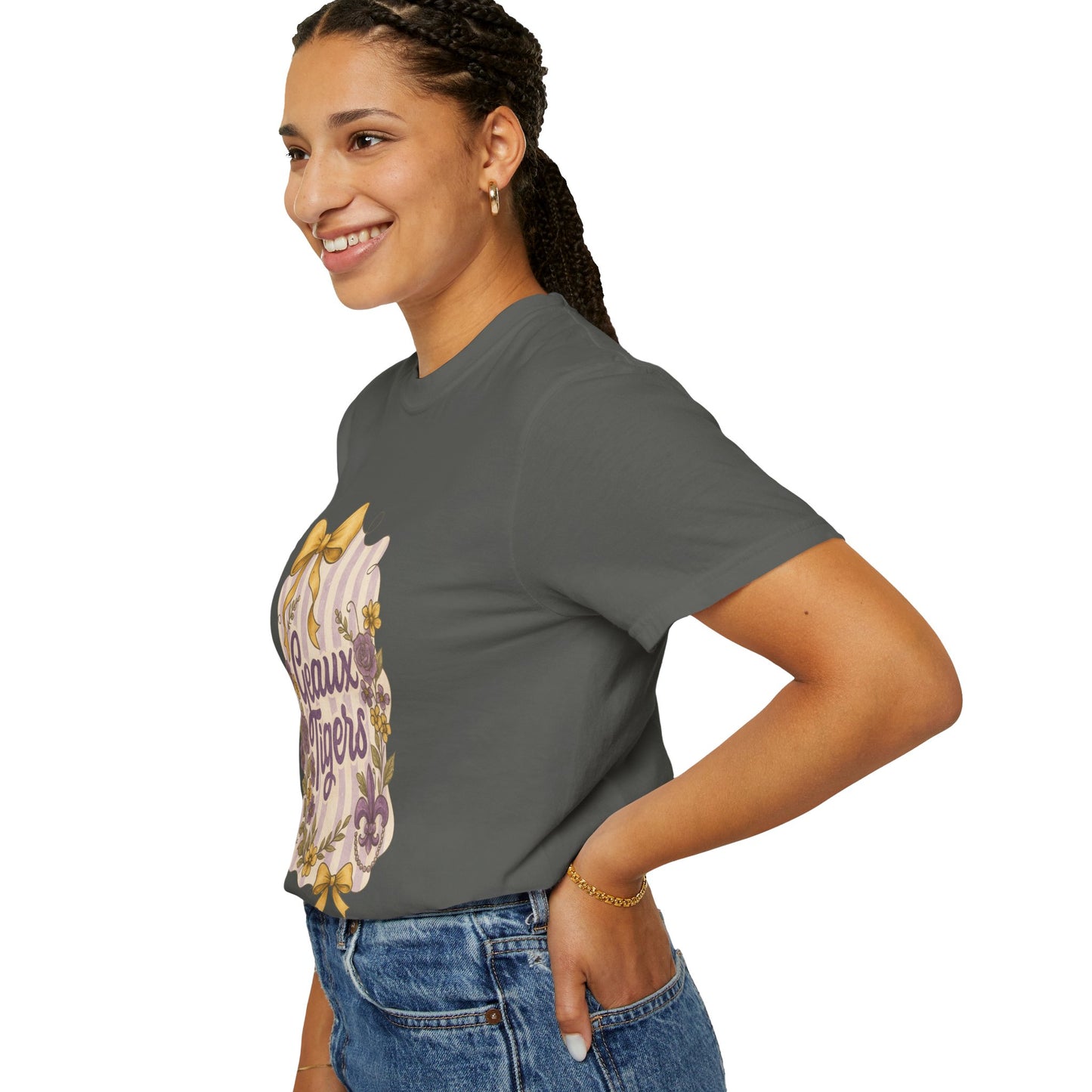 Geaux Tigers Floral T-Shirt, Unisex Casual Tee, Game Day Apparel, Spring Outfit, LSU Fan Gear