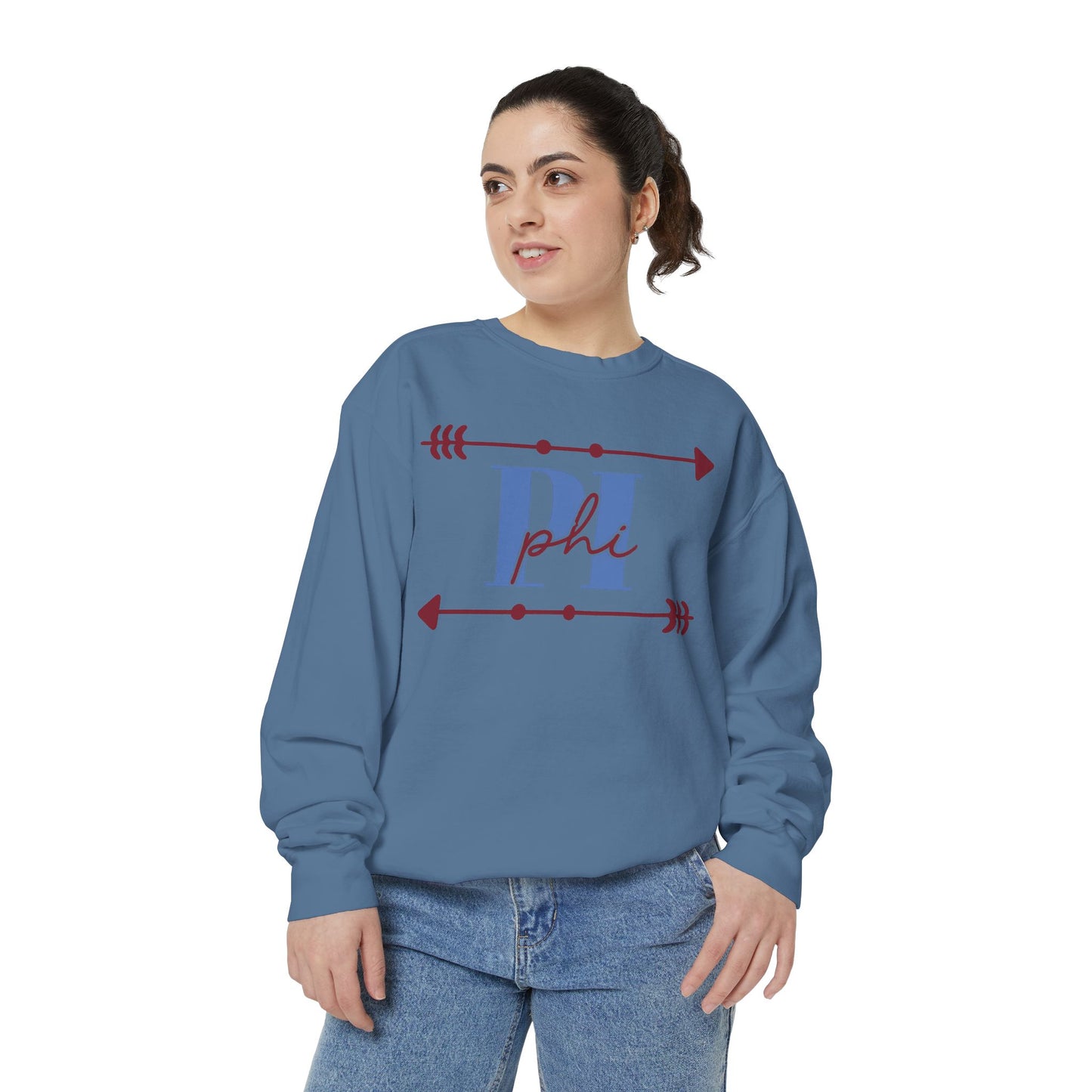 Phi Garment-Dyed Sweatshirt - Cozy Casual Unique Gift College Apparel Graduation Outfit