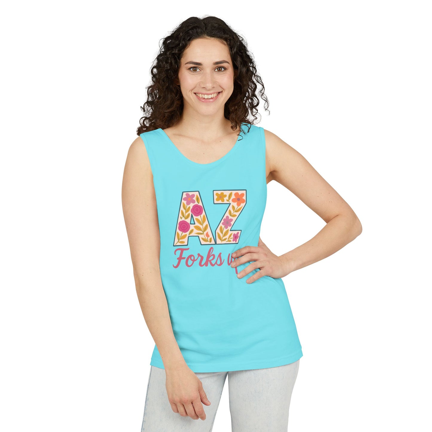 AZ Tank Top - AZ Forks Up Apparel, Summer Wear, Vacation Top, Travel Essentials, Gifts for Arizonans, Sun devils, comfort colors, graduation gift