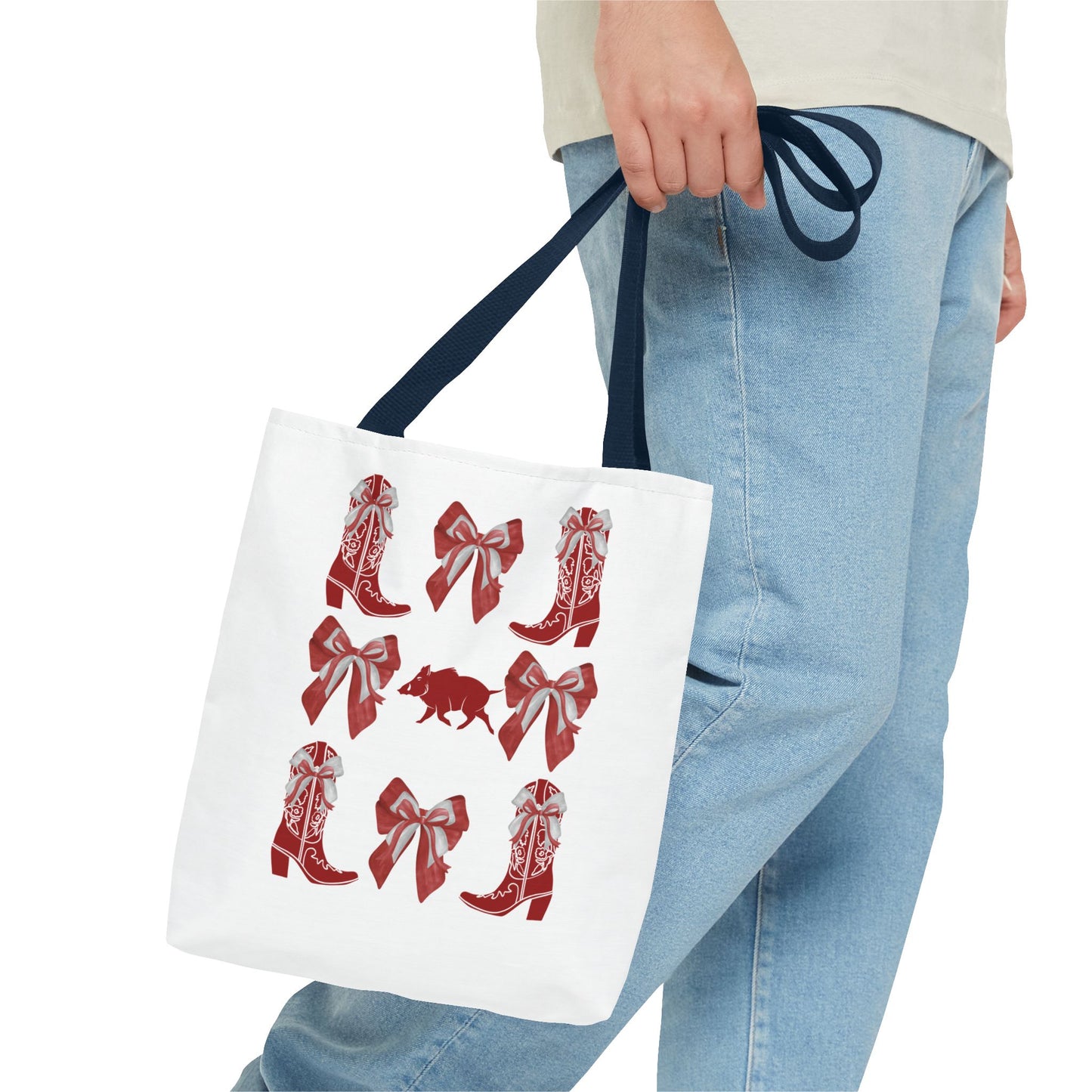 Arkansas Coquette Bow Chic Tote Bag - Stylish Carryall for Cowgirls, Woo Pig Gifts, AR Razorback Fan Gift, Arkansas Game Day Tote, Graduation Gift, Arkansas Alumni