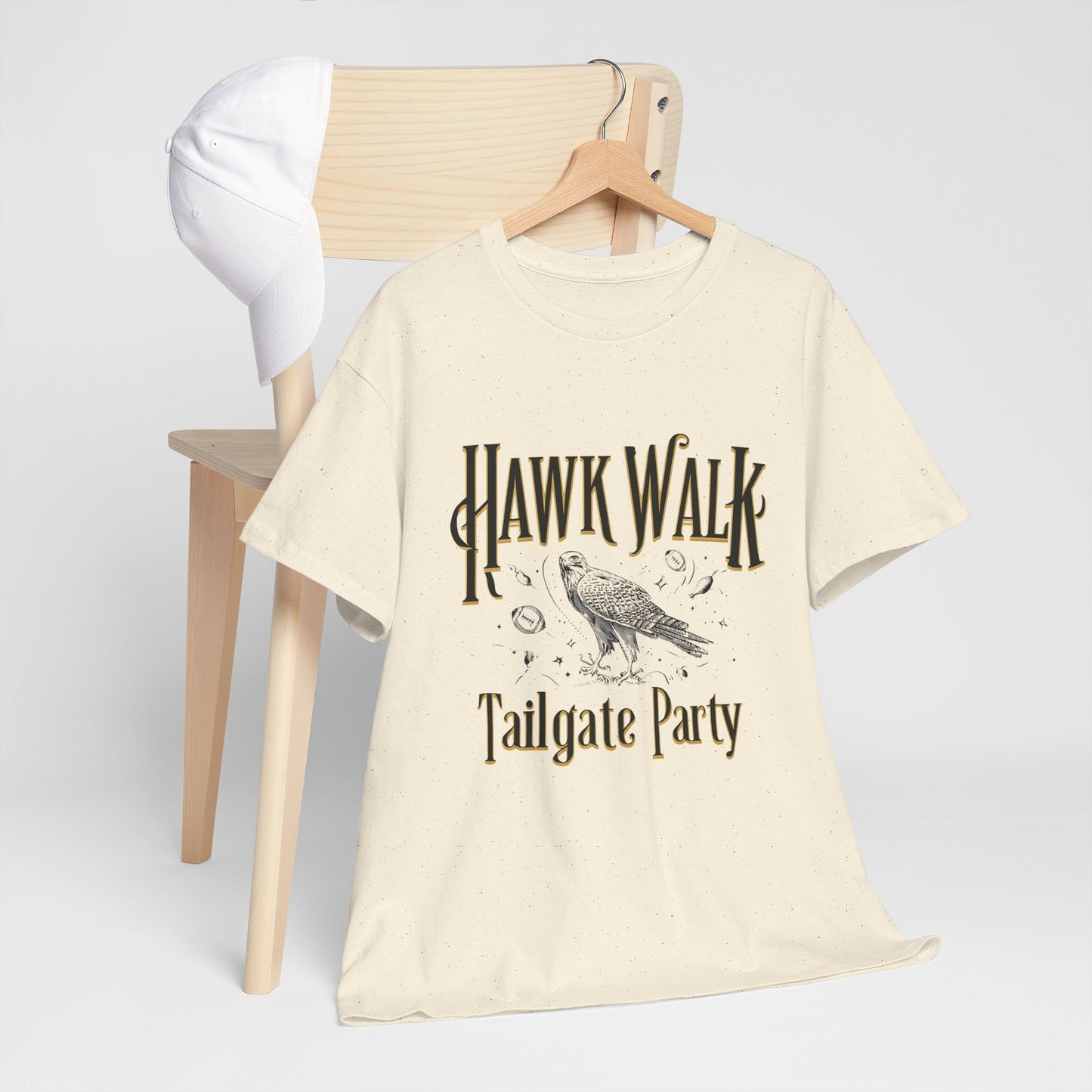Hawk Walk Tailgate Tee, Unisex Cotton Shirt, Outdoor Event T-Shirt, Festival Wear, Bird Lover Gift, Sports Gathering Apparel