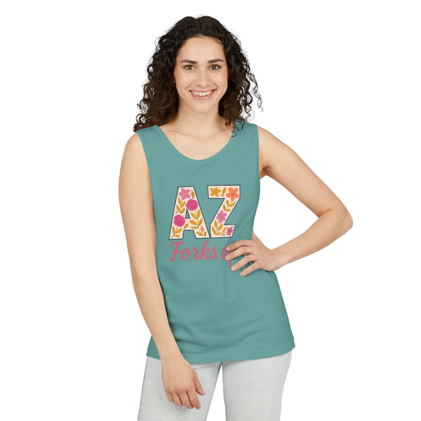 AZ Tank Top - AZ Forks Up Apparel, Summer Wear, Vacation Top, Travel Essentials, Gifts for Arizonans, Sun devils, comfort colors, graduation gift