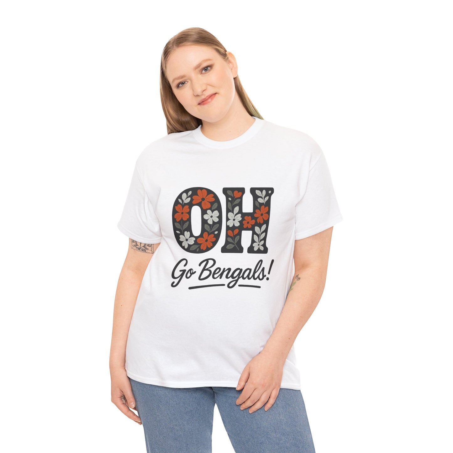 Bengals Floral Tee - Unisex Heavy Cotton