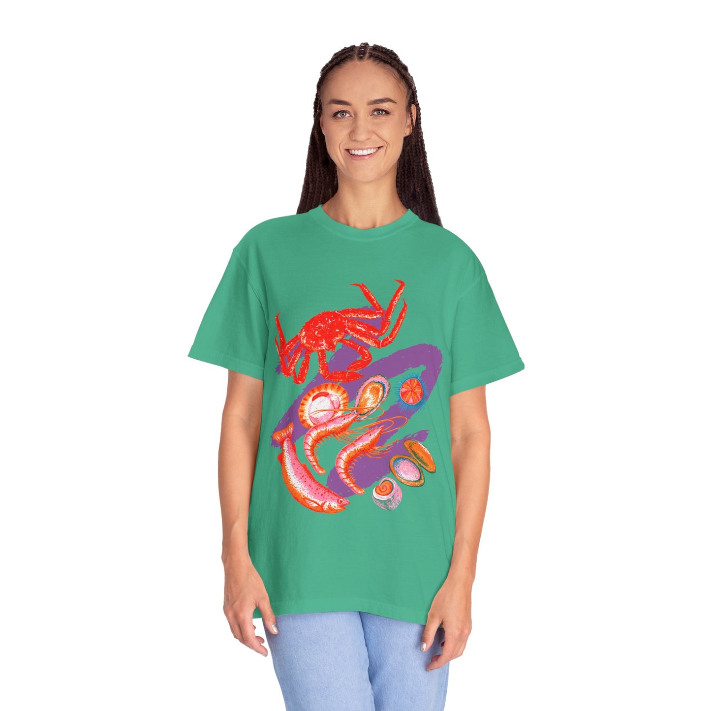 Comfort Colors Vibrant Seafood T-Shirt, French Coastal Tee, Distressed Shirt, Oversized Coquette Aesthetic, Nautical Style