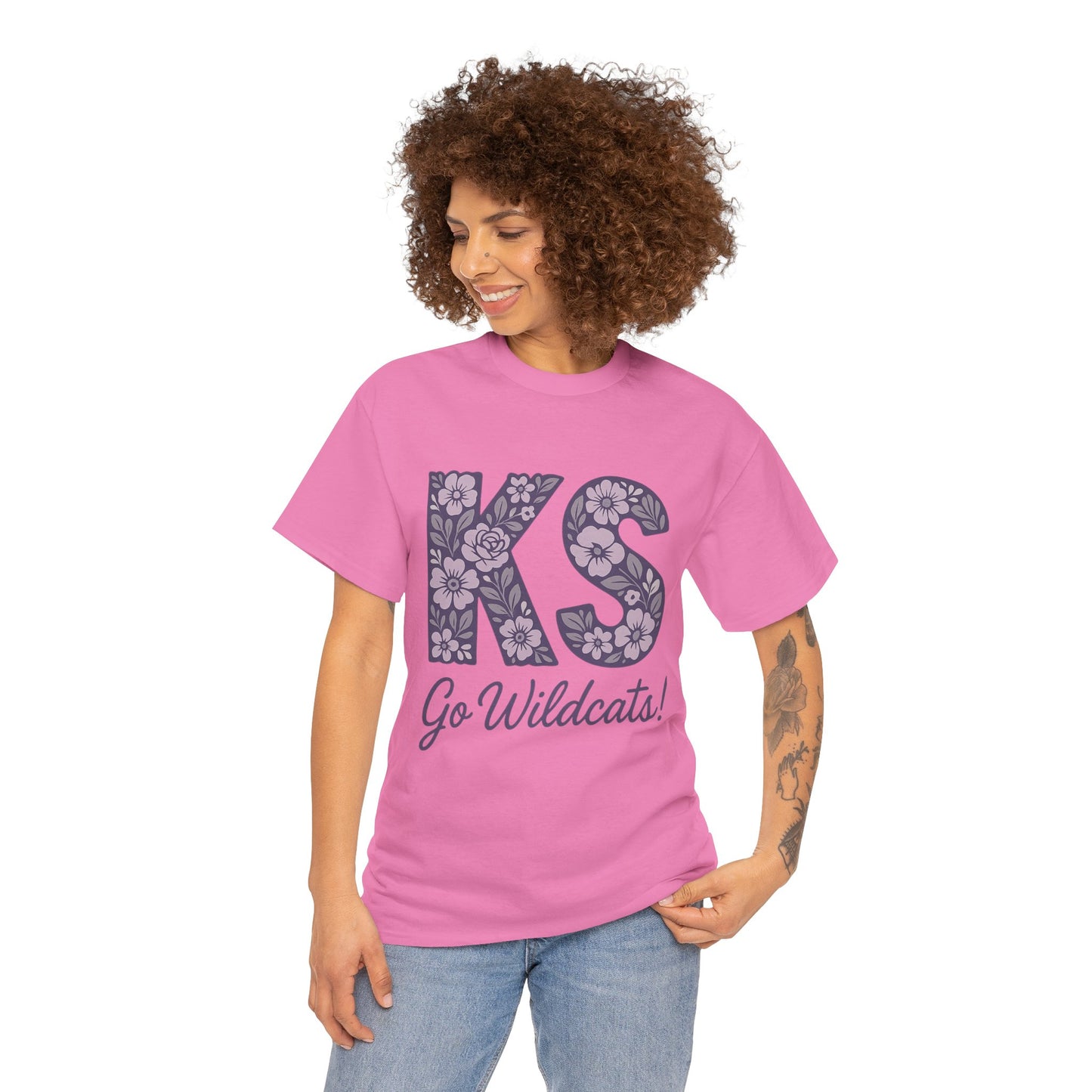 KS Floral Team Spirit Tee: Celebrate Kansas State Wildcats in Style, Perfect for Sports Events, Gifts, & Casual Wear