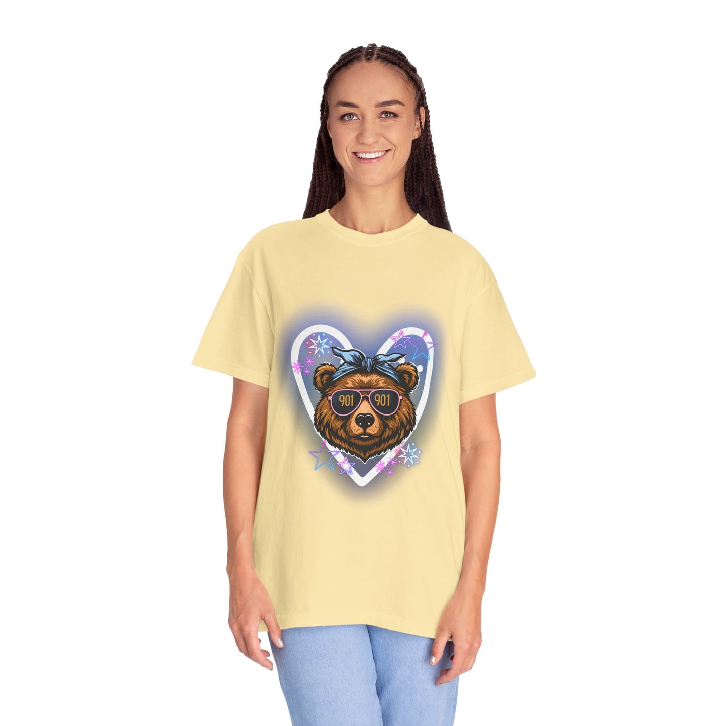 Neon Memphis Bear Graphic T-Shirt, Unisex Fashion Tee, Trendy Apparel, Memphis Grizz, 901 Memphis, Retro Design, Comfort Colors, Memphis Basketball Fan