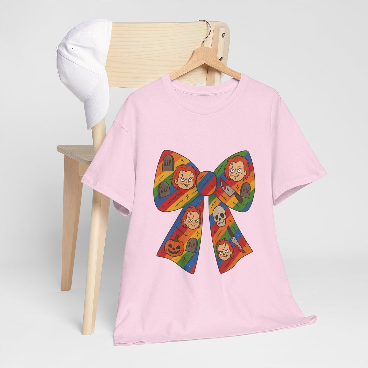 Colorful Halloween Bow Tee, Fun Costume T-Shirt, Halloween Party Shirt, Unisex Graphic Tee, Cozy Everyday Wear, Unique Gift Idea