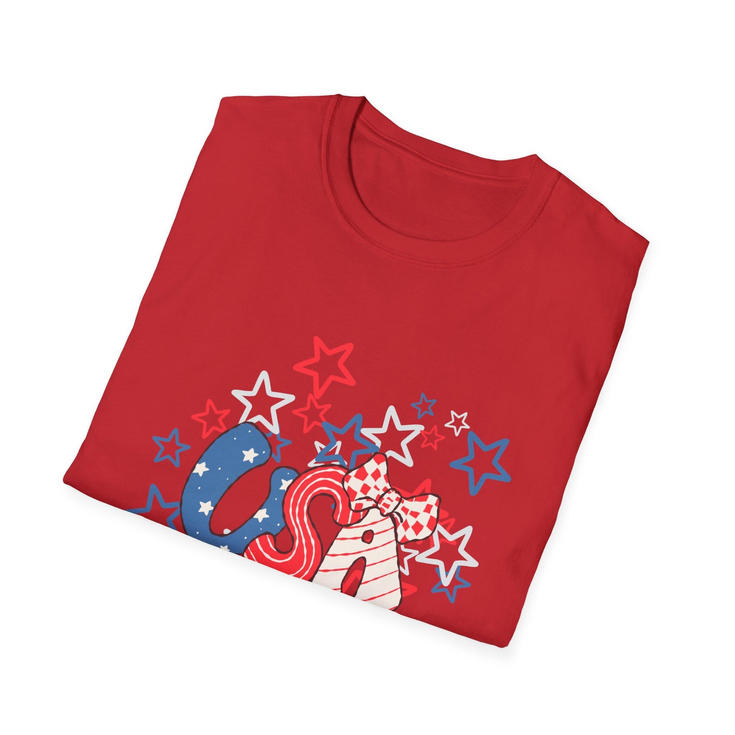 Patriotic Unisex T-Shirt for Independence Day, July 4th Celebration, Star-Patterned Tee, USA Graphic Top, Casual American Apparel