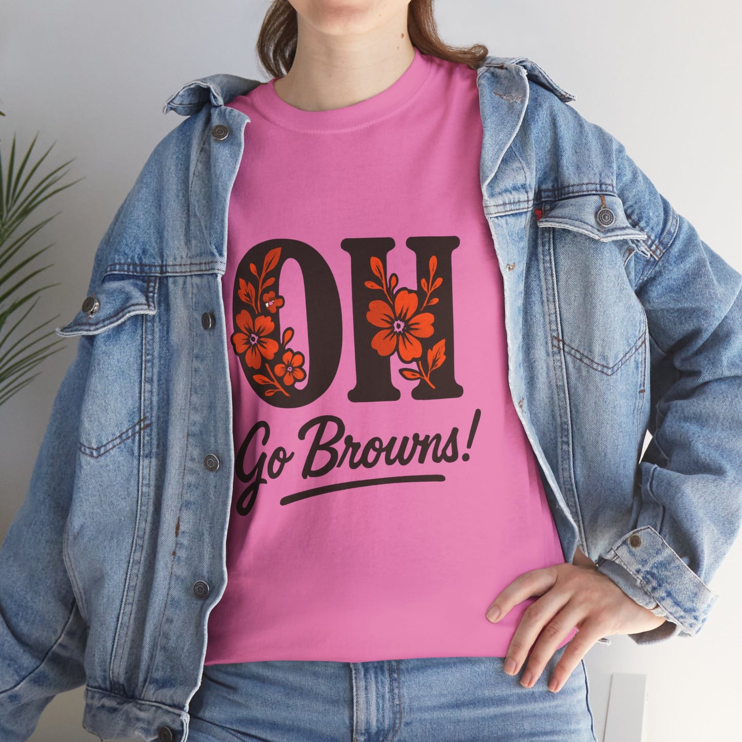 OH Go Browns Floral Unisex Tee, Fan Apparel, Game Day Shirt, Casual Wear, Gift for Sports Lovers