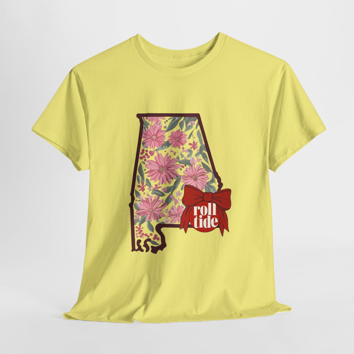 Floral Alabama Tee - Roll Tide Unisex Heavy Cotton T-Shirt, Casual Wear, Game Day Outfit, College Apparel, Southern Pride