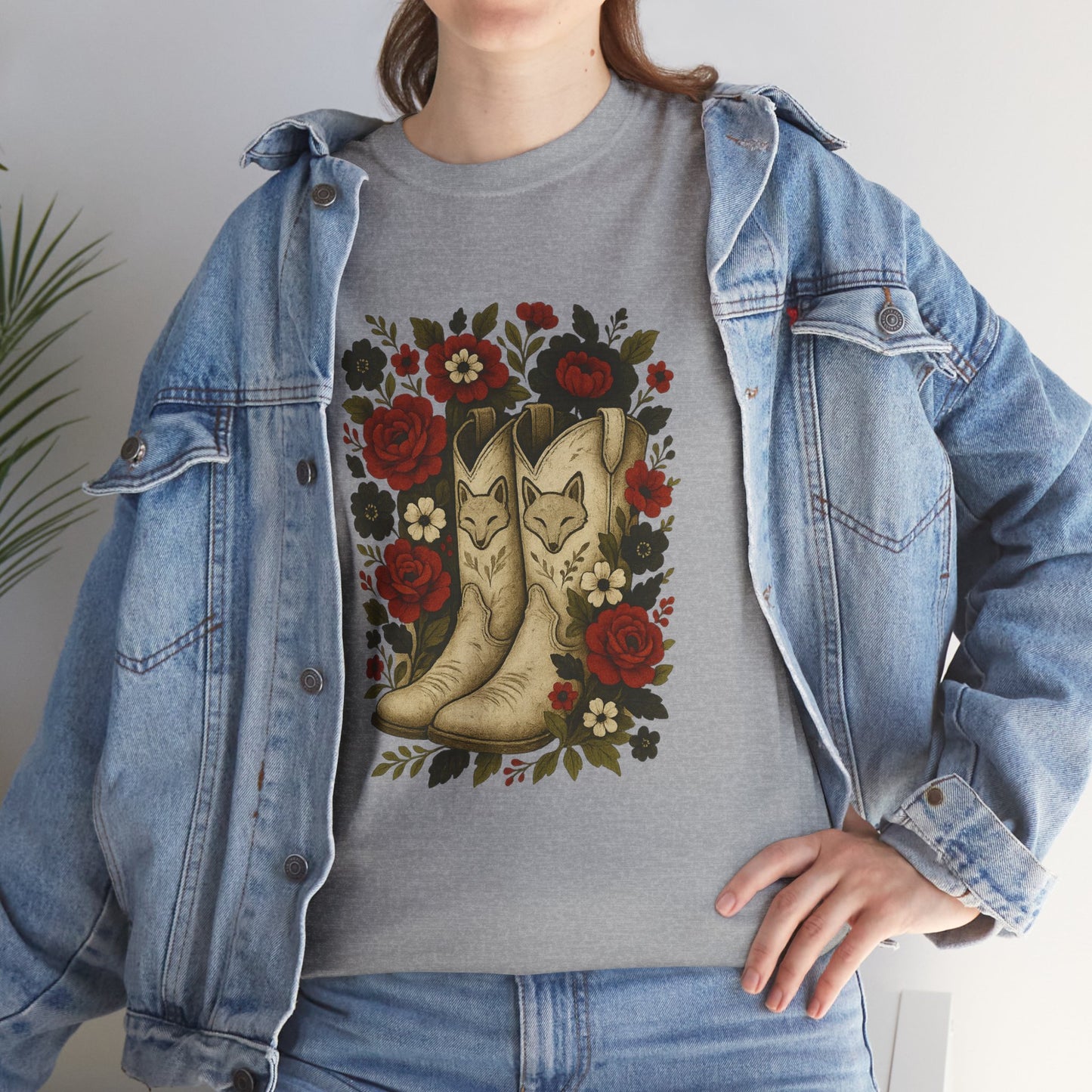 AR State Red Wolves Vintage Floral Cowboy Boots Tee
