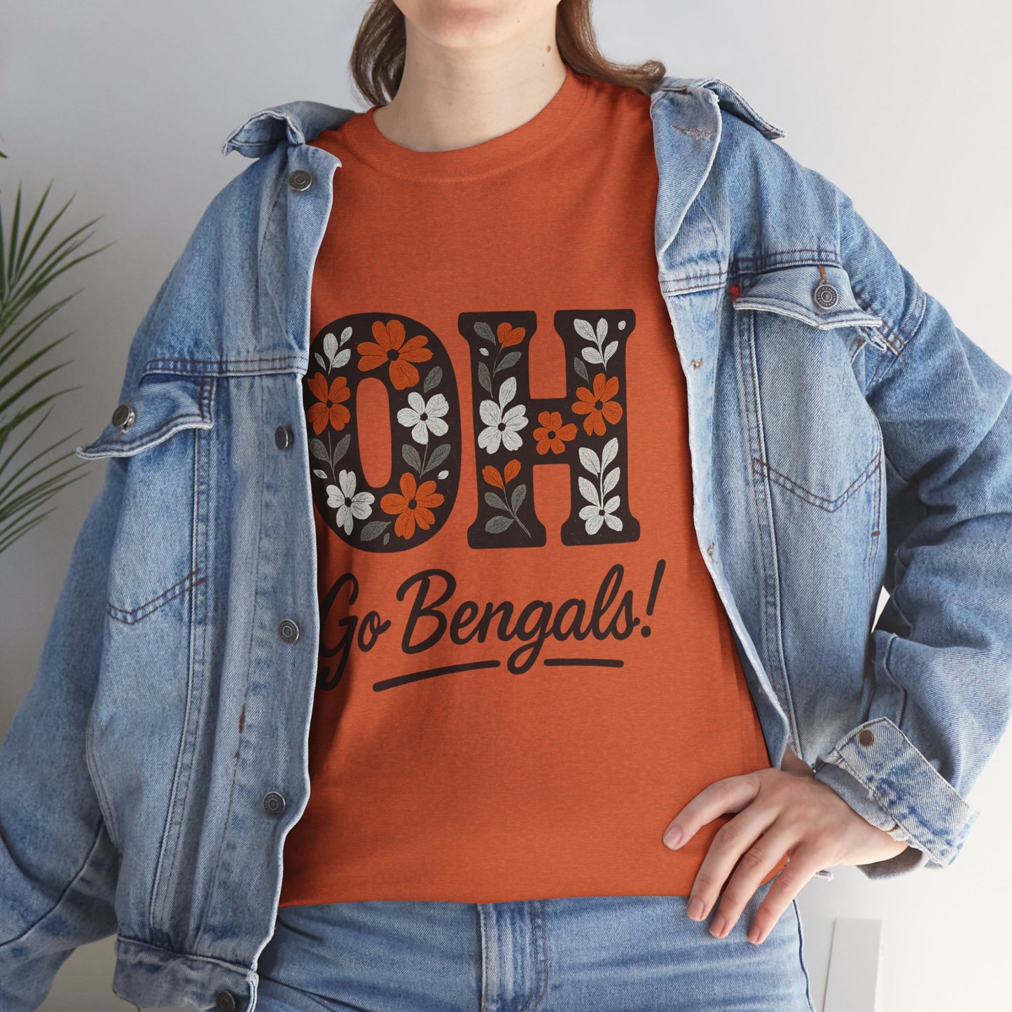 Bengals Floral Tee - Unisex Heavy Cotton
