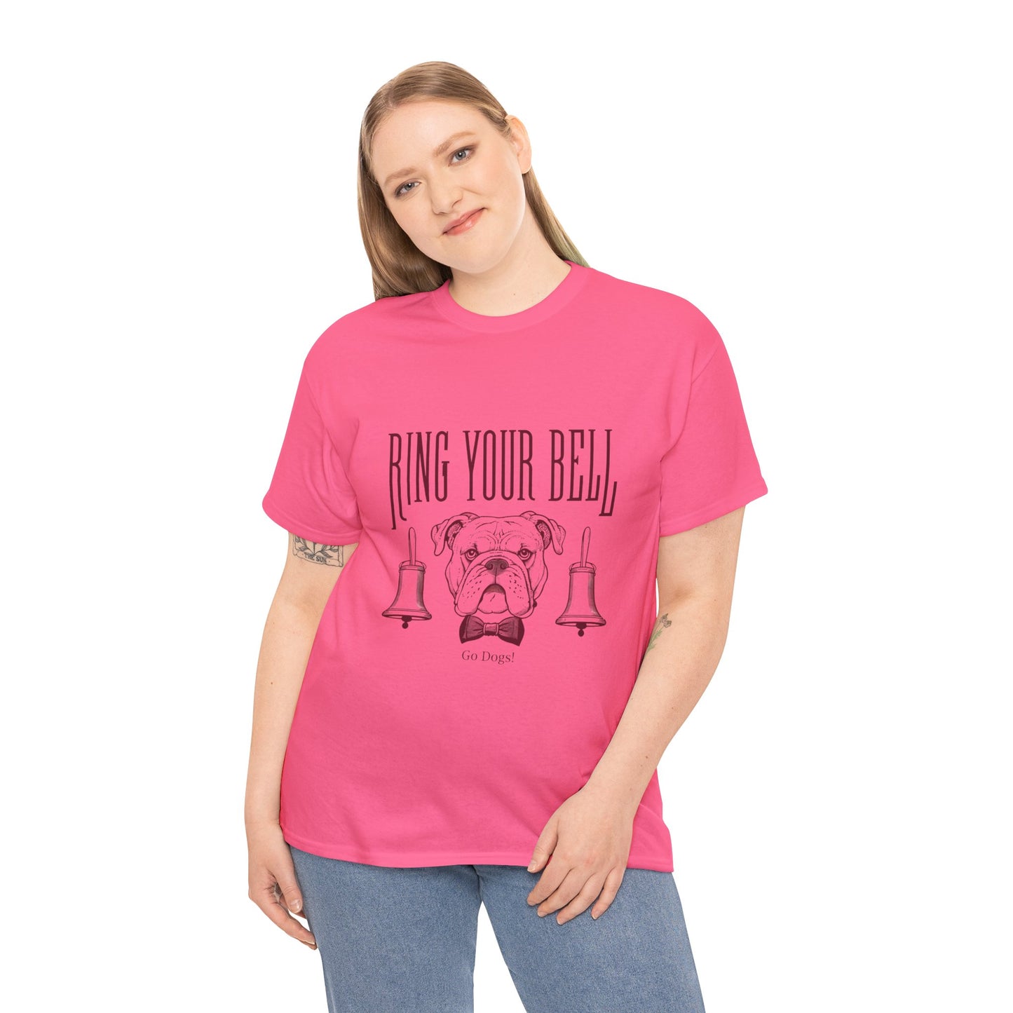 Dog Lover's Unisex Heavy Cotton Tee | 'Ring Your Bell' Shirt, Bulldog Tee, Pet Owner Gift, Funny Dog Apparel, Casual Wear