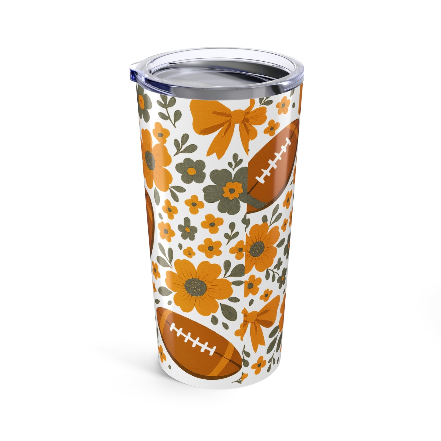 Floral Football Tumbler 20oz, Tennessee Fan Gift, TN floral gift, tennessee vols game day, knoxville, tennessee