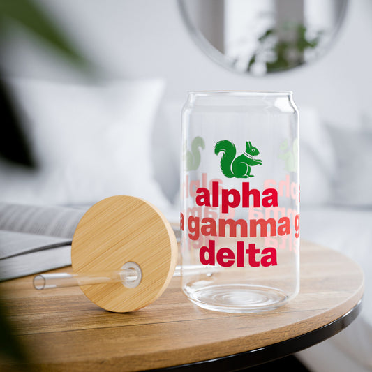 AGD Sipper Glass 16oz - Personalized Gift for Sorority, Eco-Friendly Drinkware, Party Favor, Summer Sips, College Life