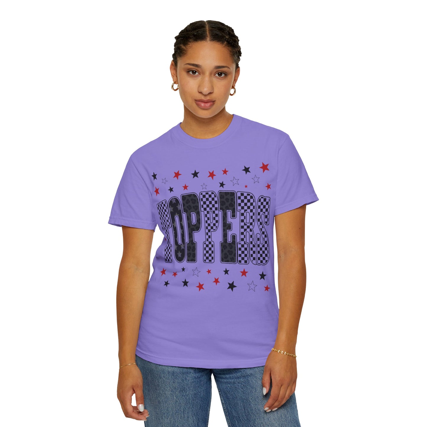 Topper Star and Checker Pattern Graphic Tee