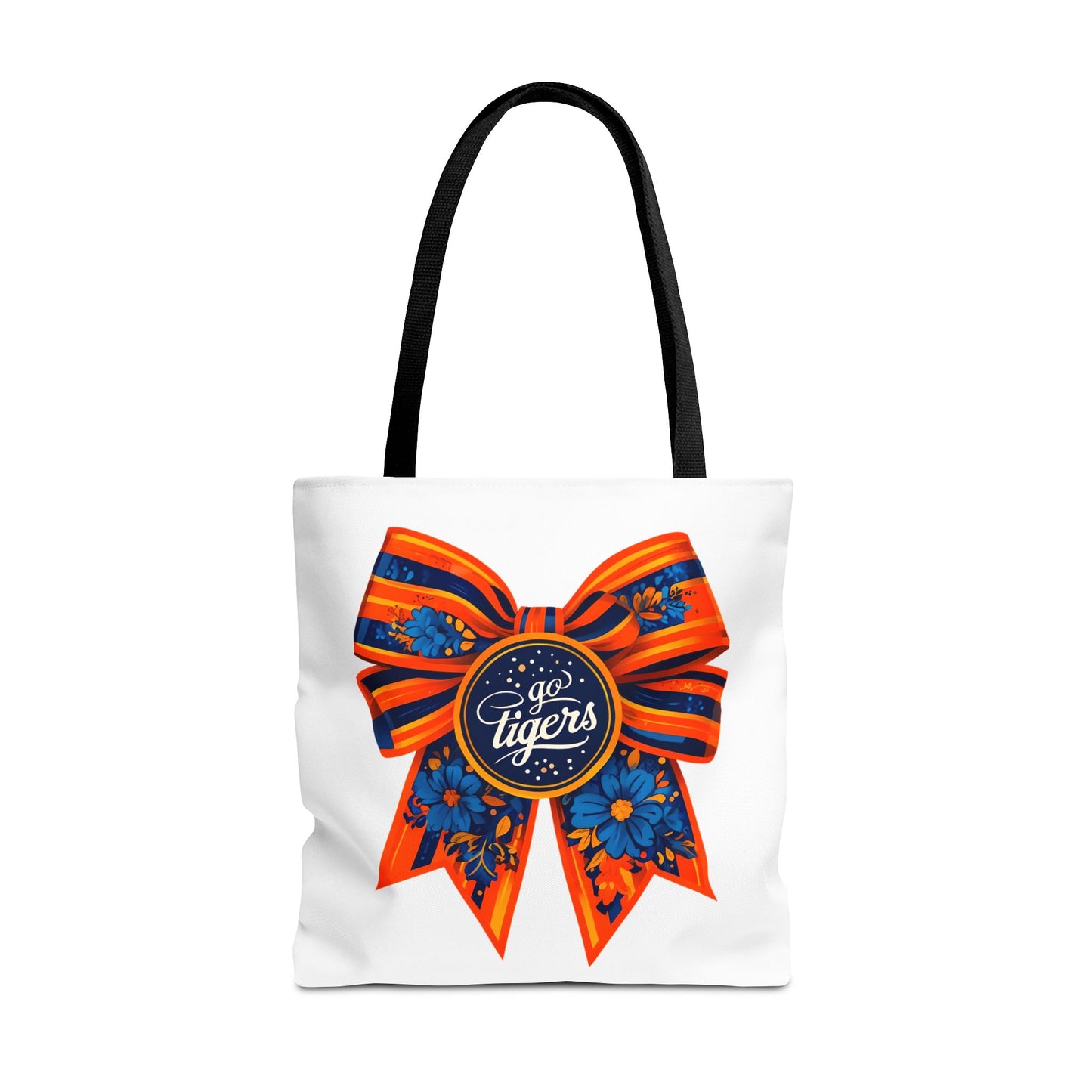 Cheerful Floral Tote Bag - Go Tigers, Sports Fan Gift, Custom Tote, Floral Design, Game Day Bag, Personalized Shopping Bag