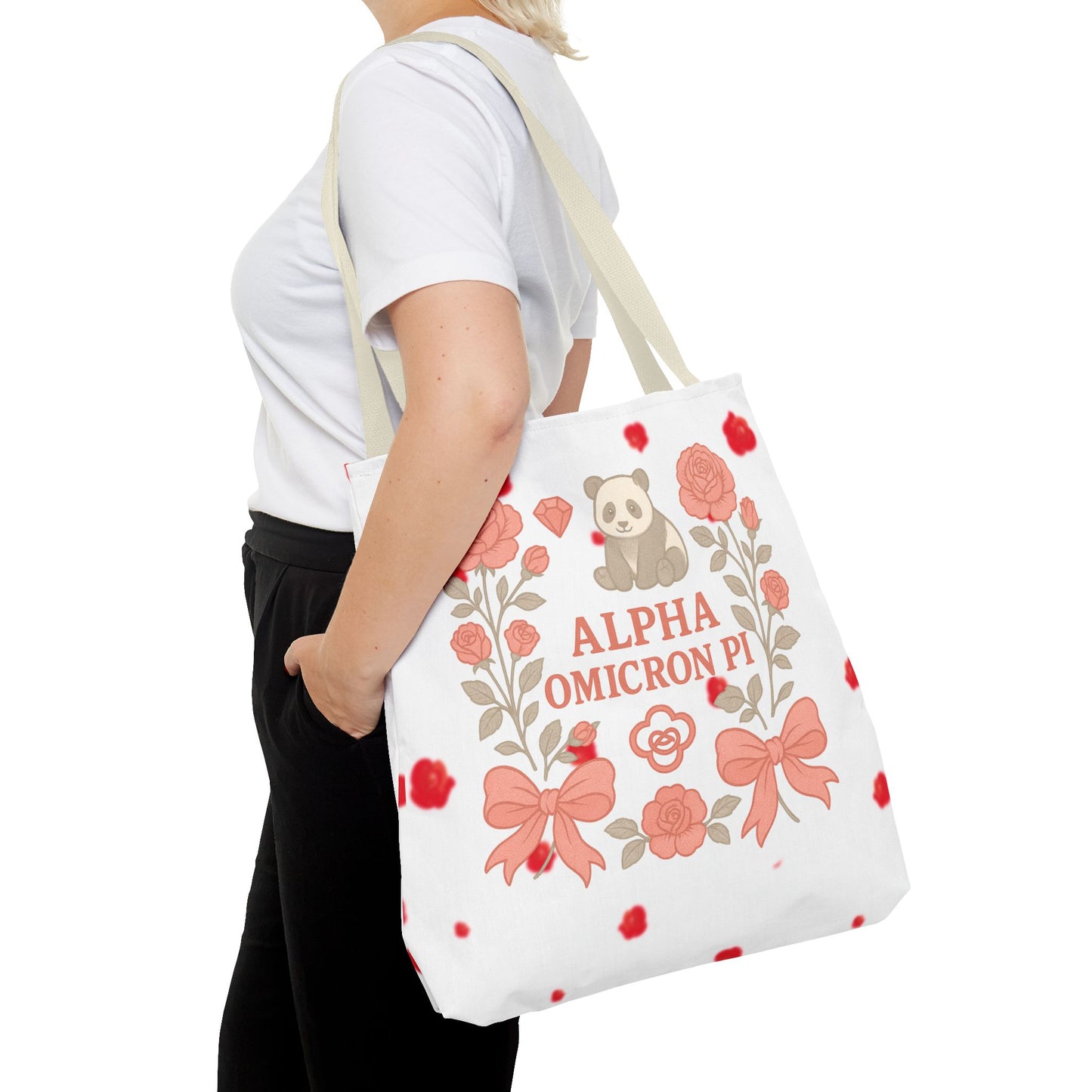 Floral Alpha Omicron Pi Tote Bag, Sorority Tote, Gift for Sisters, College Bag, Cute Everyday Tote