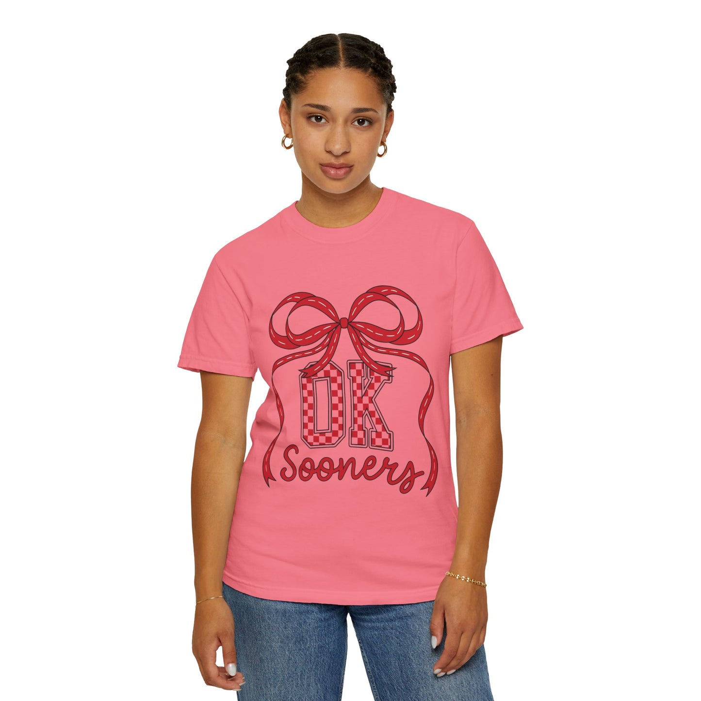 SOON Checkered Cheerful Bow Graphic T-shirt